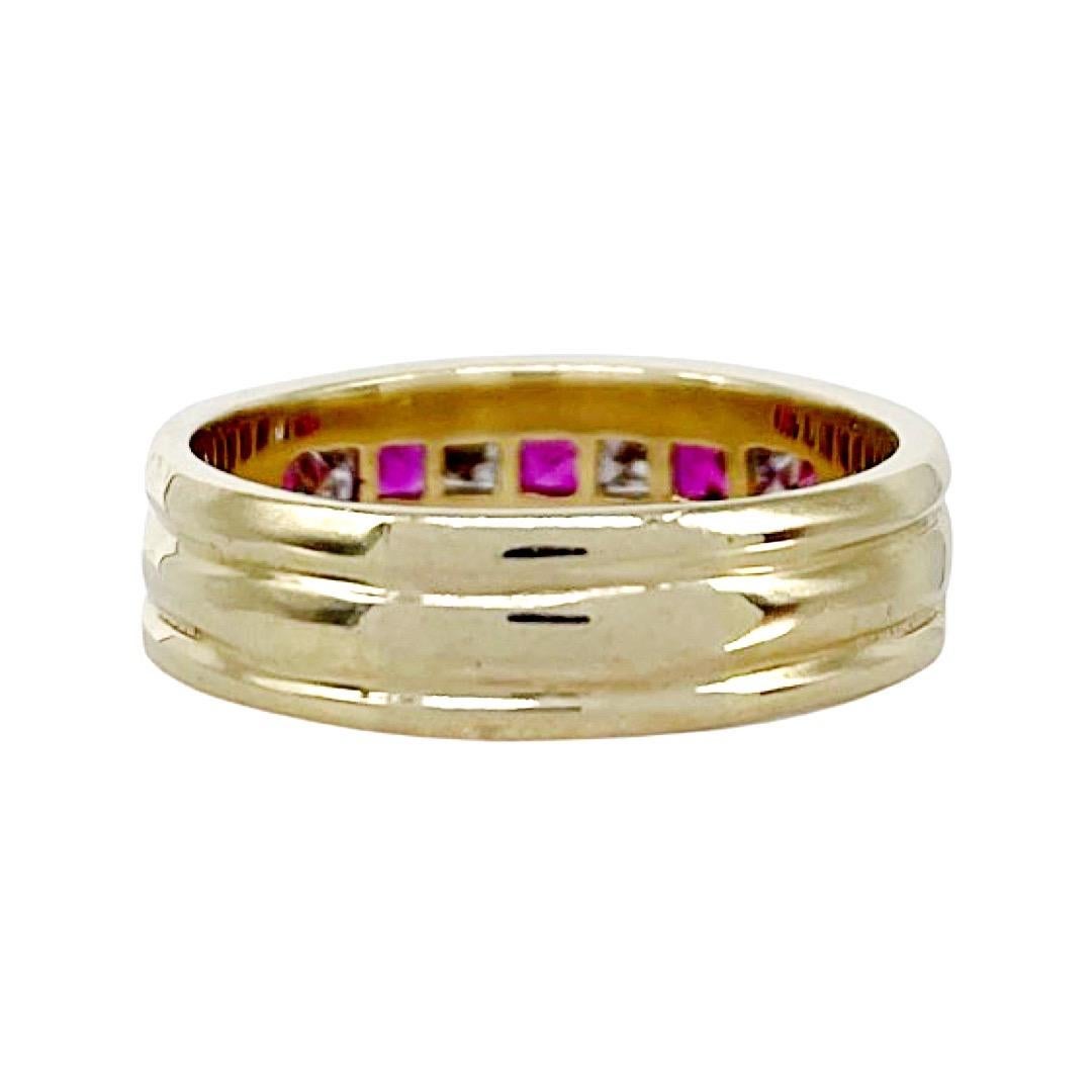 One Men's Diamond and Ruby band with 5 Ruby and 4 Diamonds, channel set, each approximately 2.5mm. 
