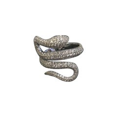 Messika "Snake" Ring in 18 Karat White Gold Set with Diamonds