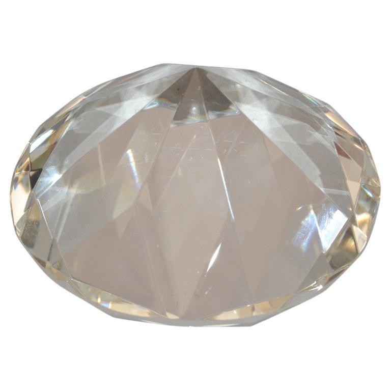 One Mid-Century Modern Faceted Glass Diamond Shaped Figurine Paperweight Desk