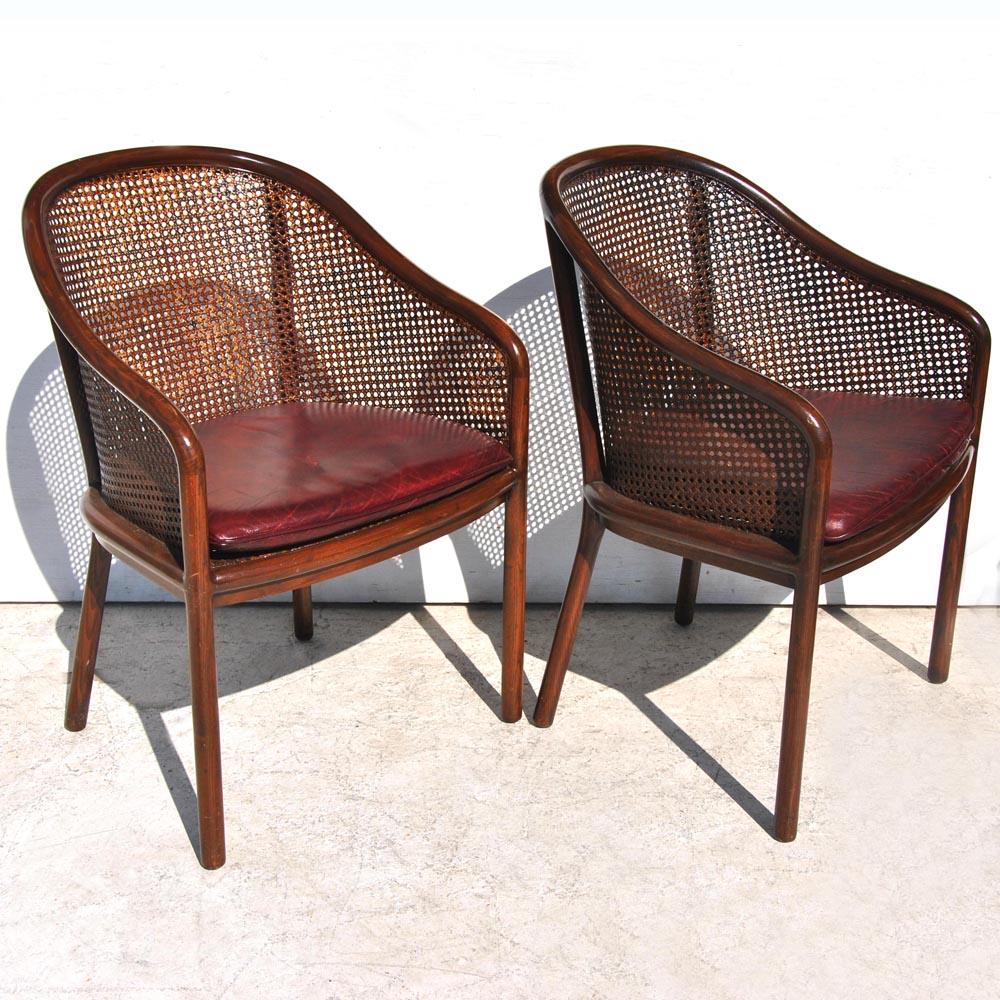 One Midcentury Ward Bennett Landmark Cane Armchair for Brickel and Associates For Sale 1