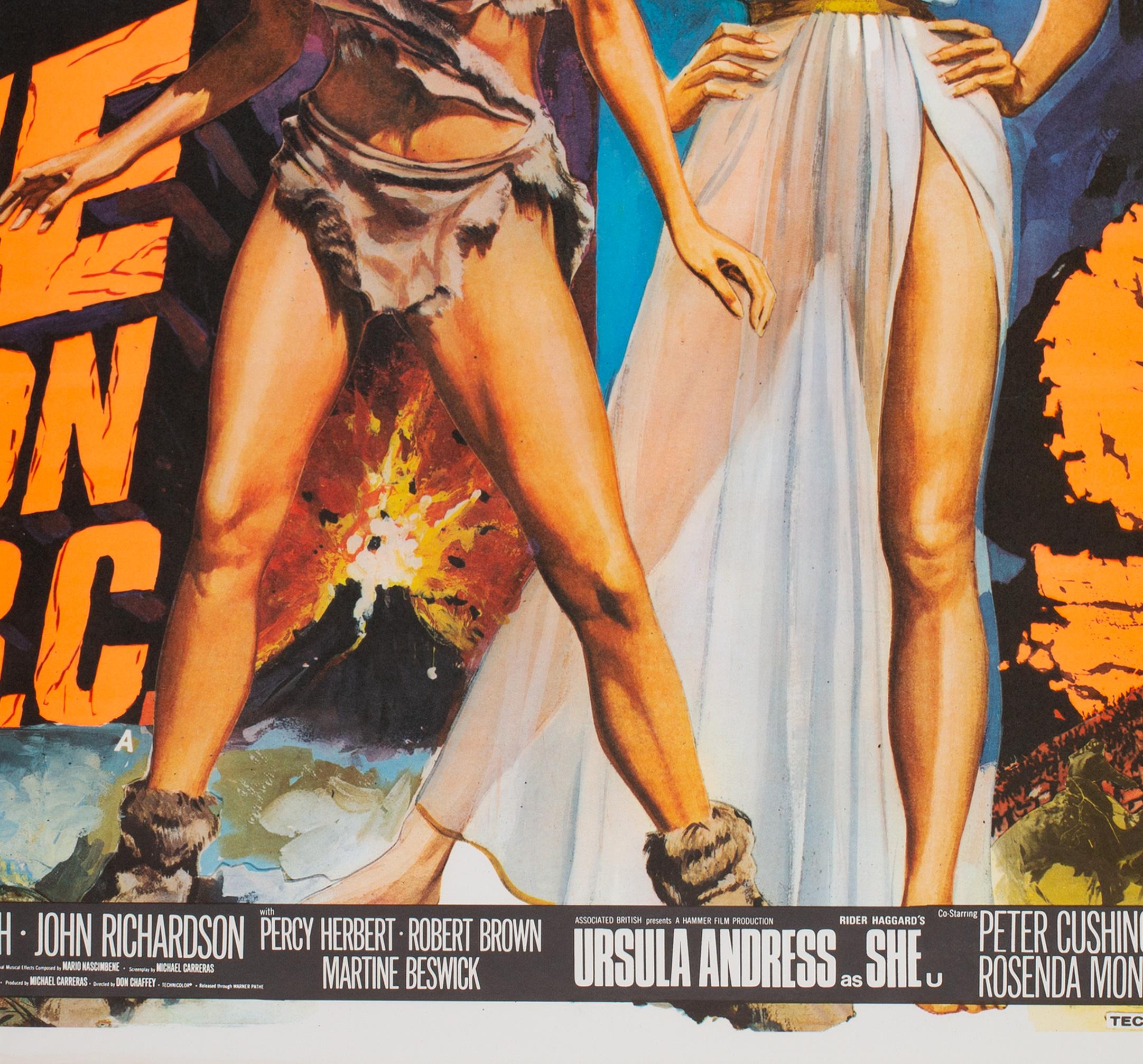 One Million Years B.C/She Double 1968 Bill UK Quad Film Movie Poster, Chantrell In Excellent Condition In Bath, Somerset