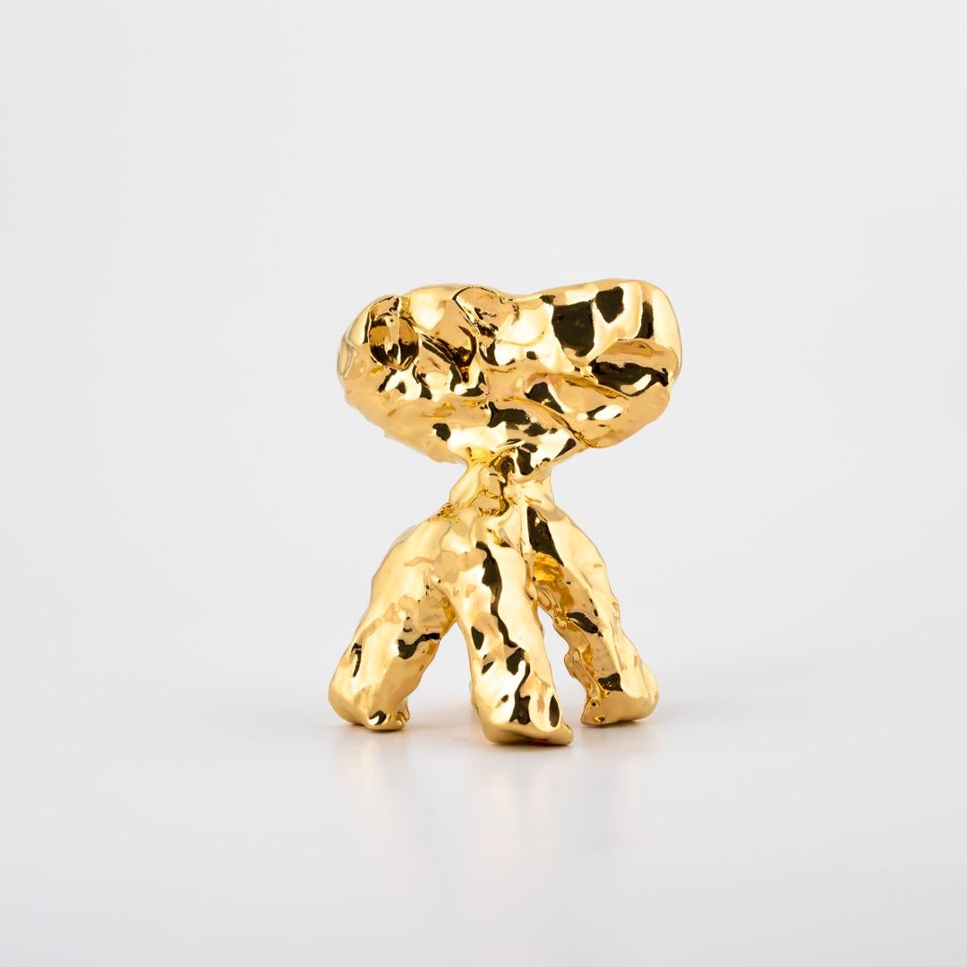 Dutch One Minute Sculpture, by Marcel Wanders, Hand-Sculpted Unique, Gold For Sale