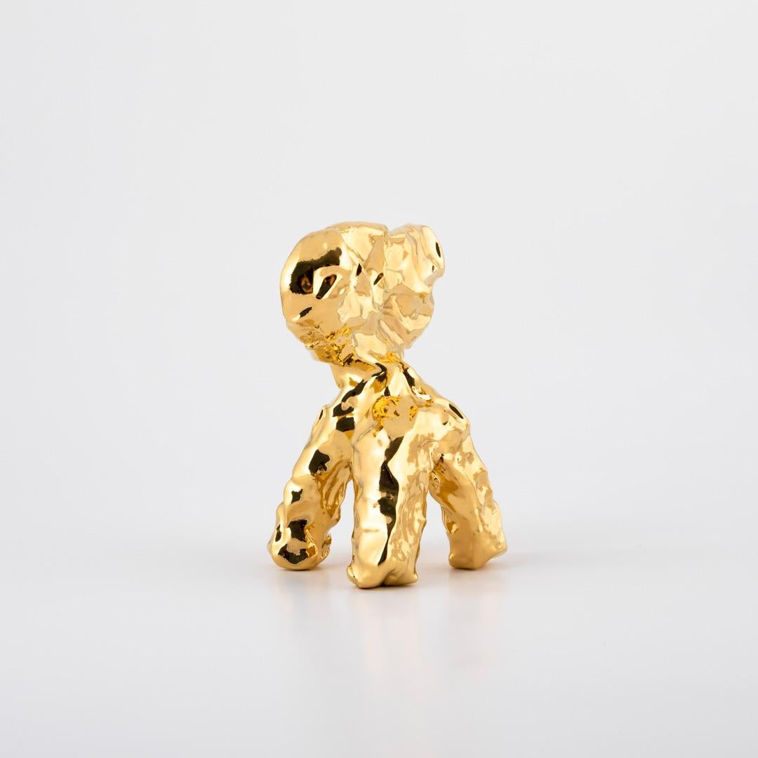 Glazed One Minute Sculpture, by Marcel Wanders, Hand-Sculpted Unique, Gold For Sale