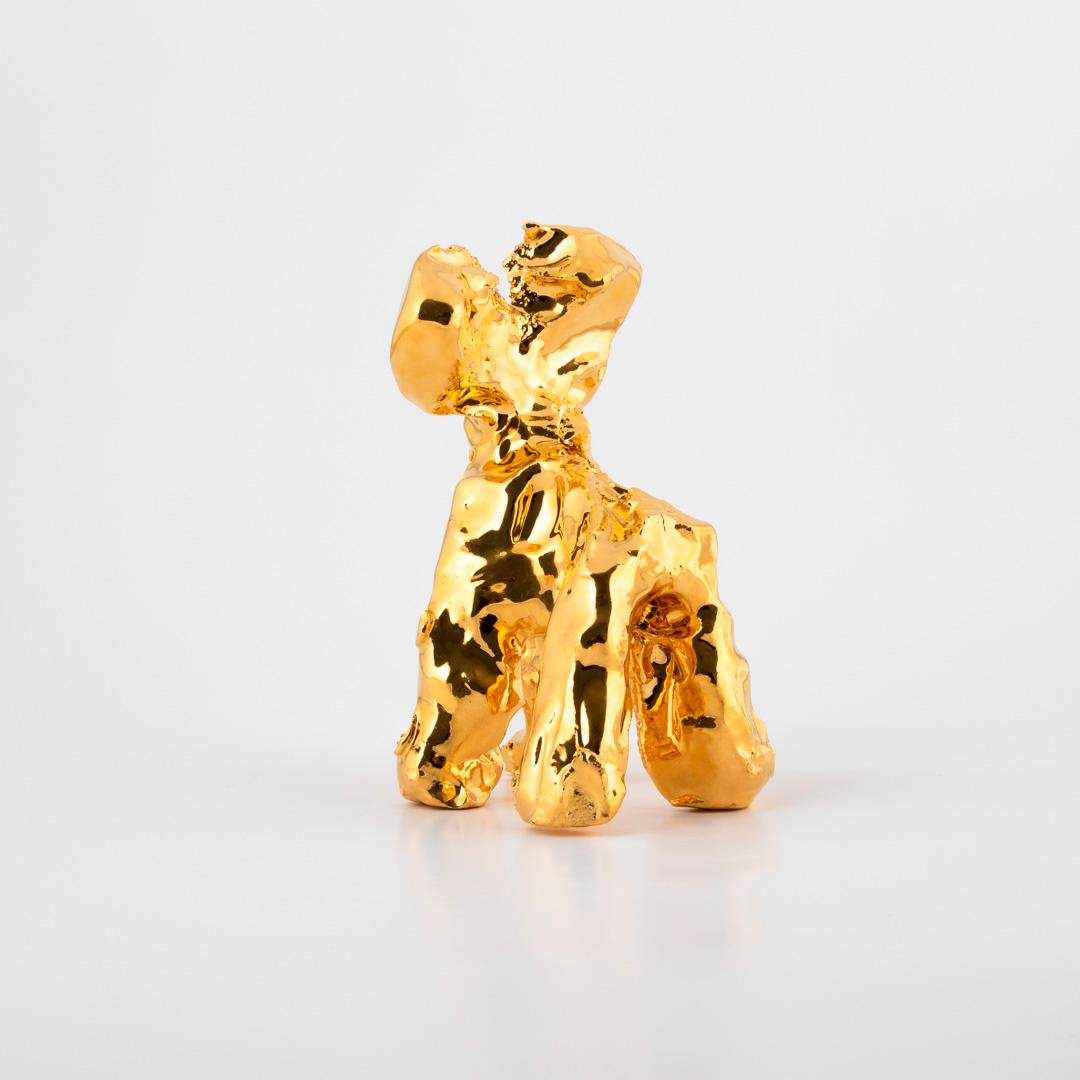Glazed One Minute Sculpture, by Marcel Wanders, Handsculpted Unique, Gold, #102837/28 For Sale