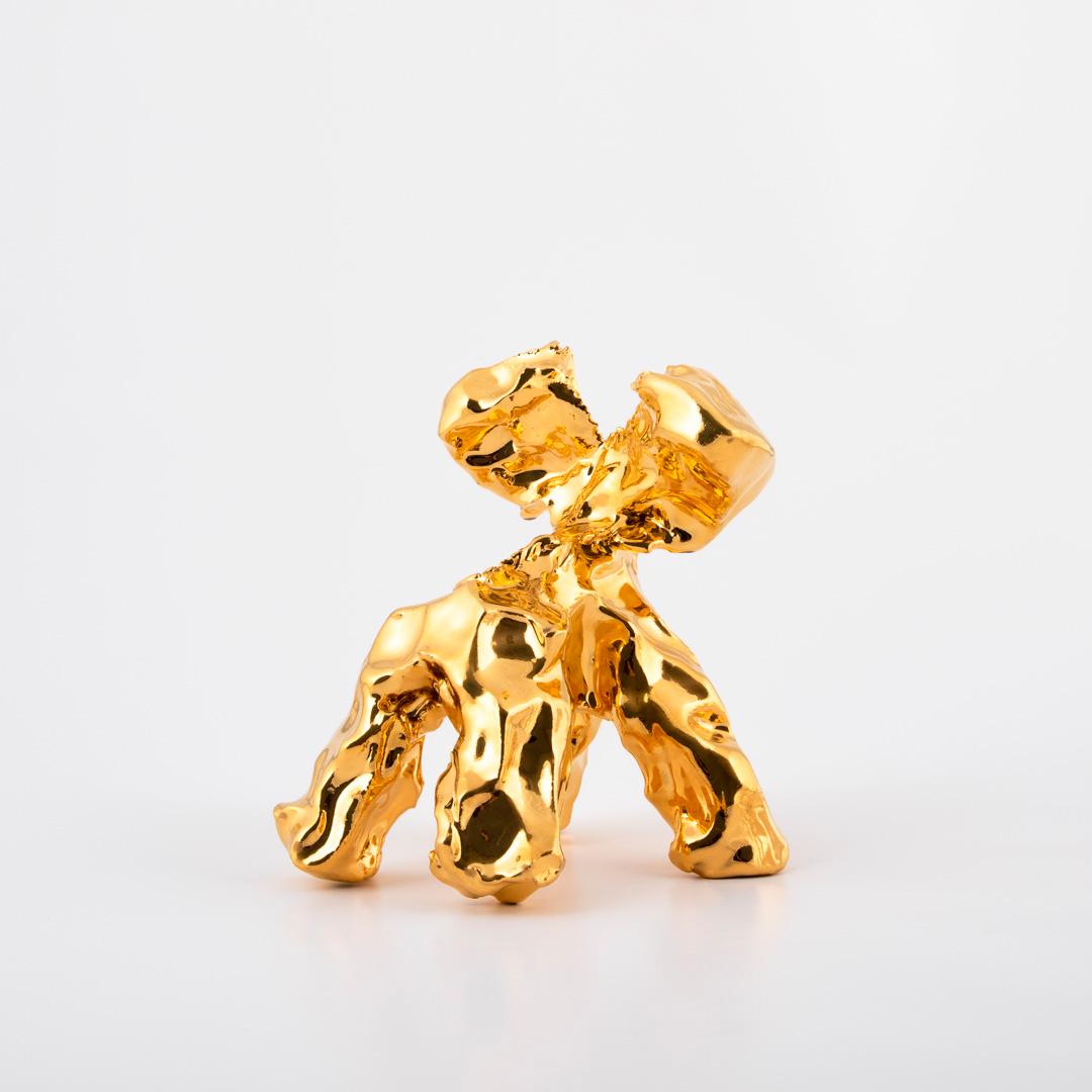 Dutch One Minute Sculpture, by Marcel Wanders, Hand-Sculpted Unique, Gold, #102837/35 For Sale