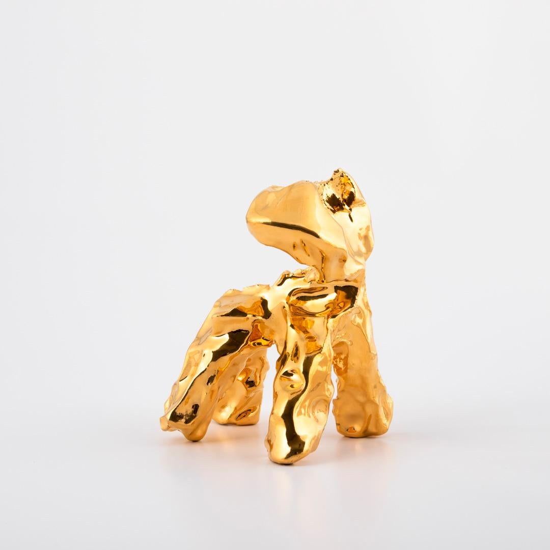 Glazed One Minute Sculpture, by Marcel Wanders, Hand-Sculpted Unique, Gold, #102837/35 For Sale