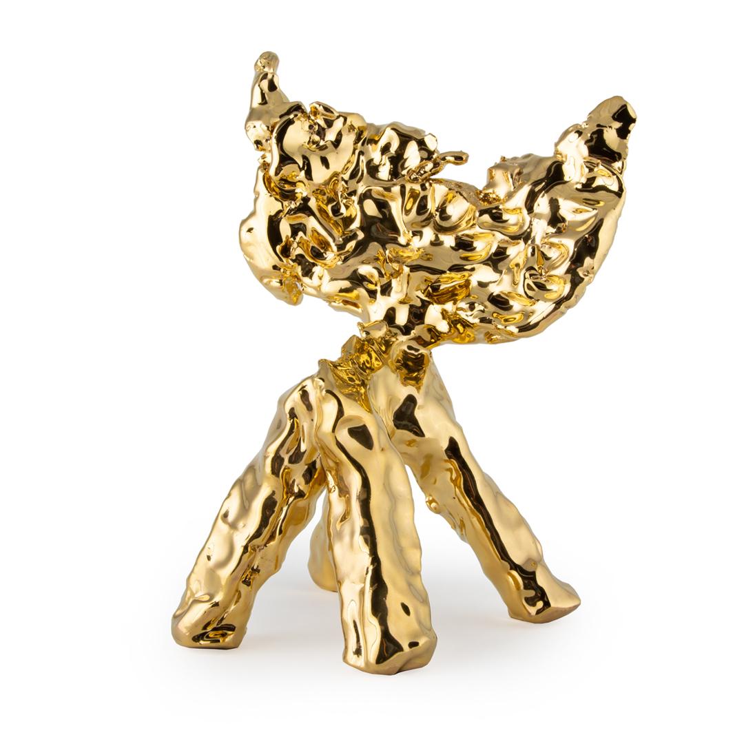European One Minute Sculpture, by Marcel Wanders, Hand-Sculpted Unique, Gold, #102837/7 For Sale