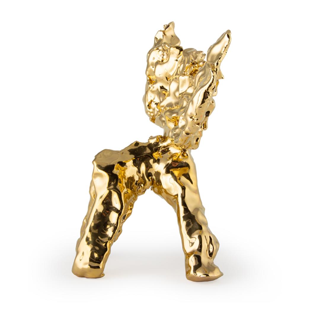 Glazed One Minute Sculpture, by Marcel Wanders, Hand-Sculpted Unique, Gold, #102837/7 For Sale