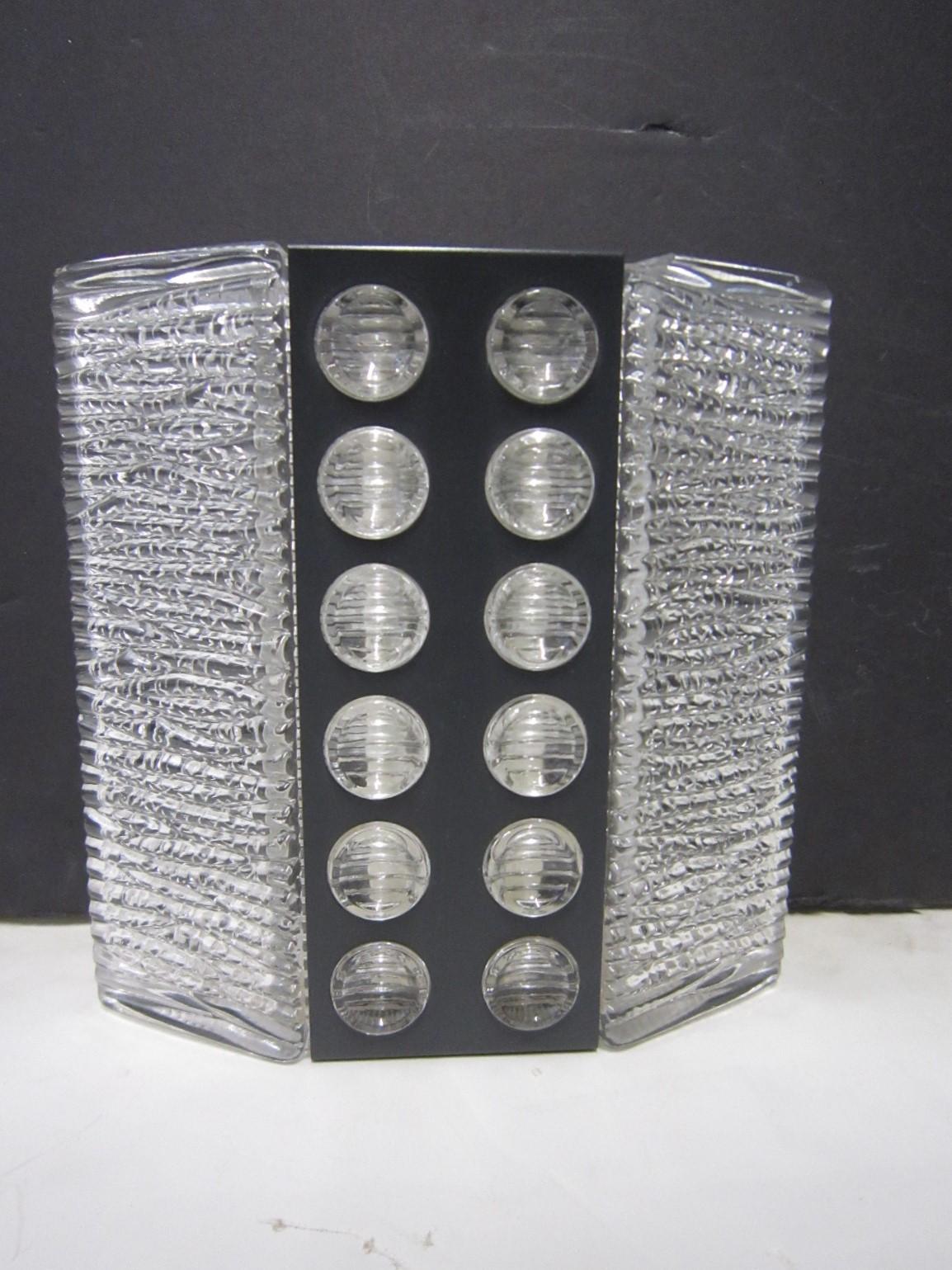 German  Mid-Century textured glass and metal sconce by Kaiser Leuchten For Sale