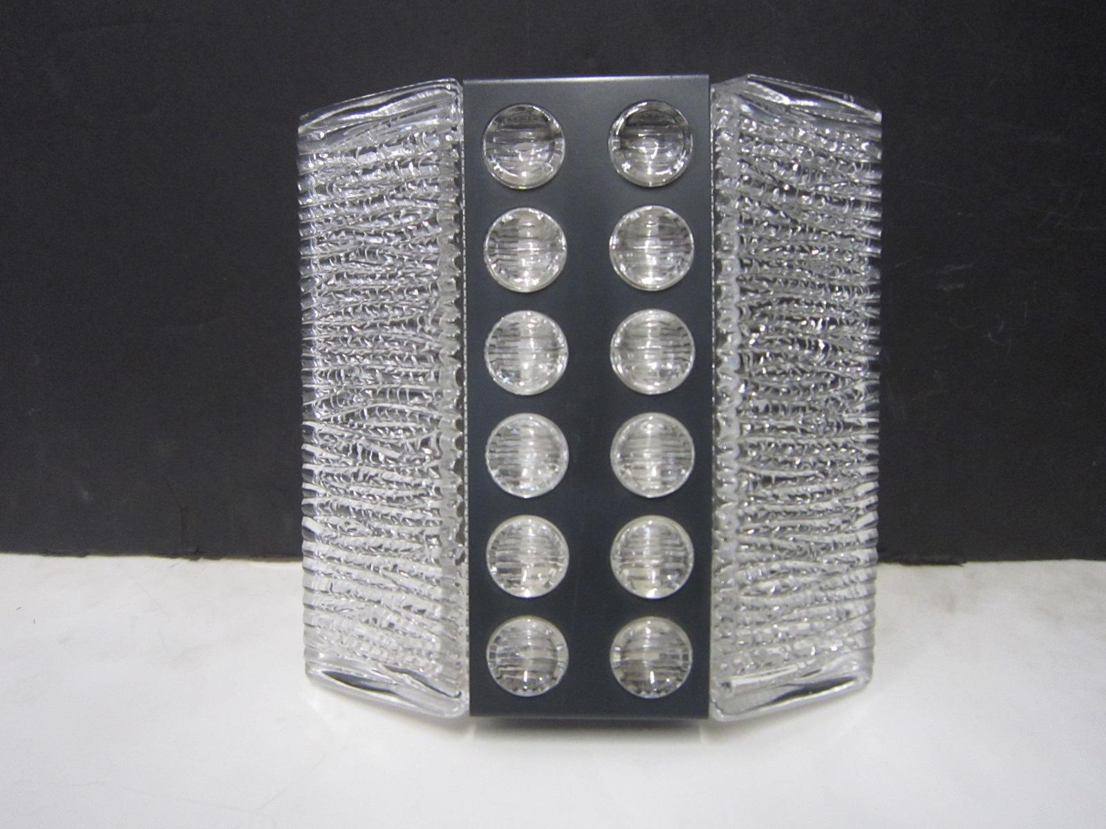 Mid-Century Modern  Mid-Century textured glass and metal sconce by Kaiser Leuchten For Sale