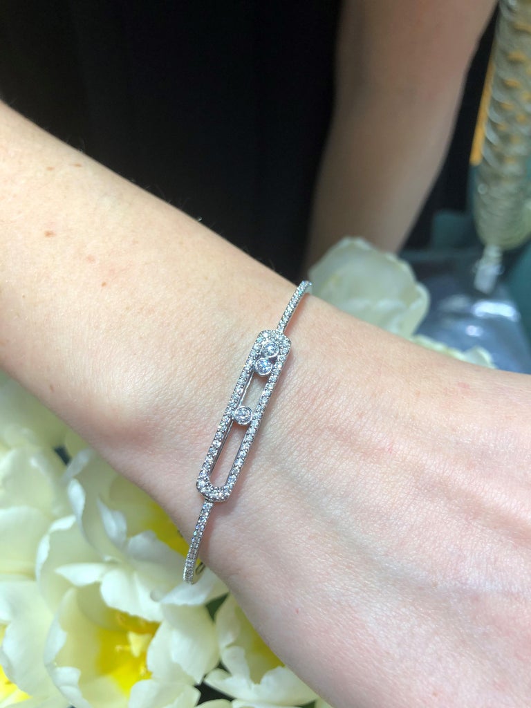 Messika Move Bangle Bracelet in 18 Karat White Gold For Sale at