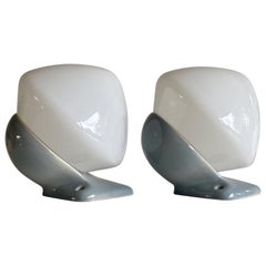 One of 2 Porcelain Stig Carlsson Ifö Wall Lamps Made in Sweden