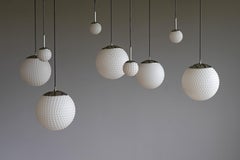 One of 20 Opaline Glass Lamp by Rolf Krüger Staff Leuchten 34 cm, Germany 1960s