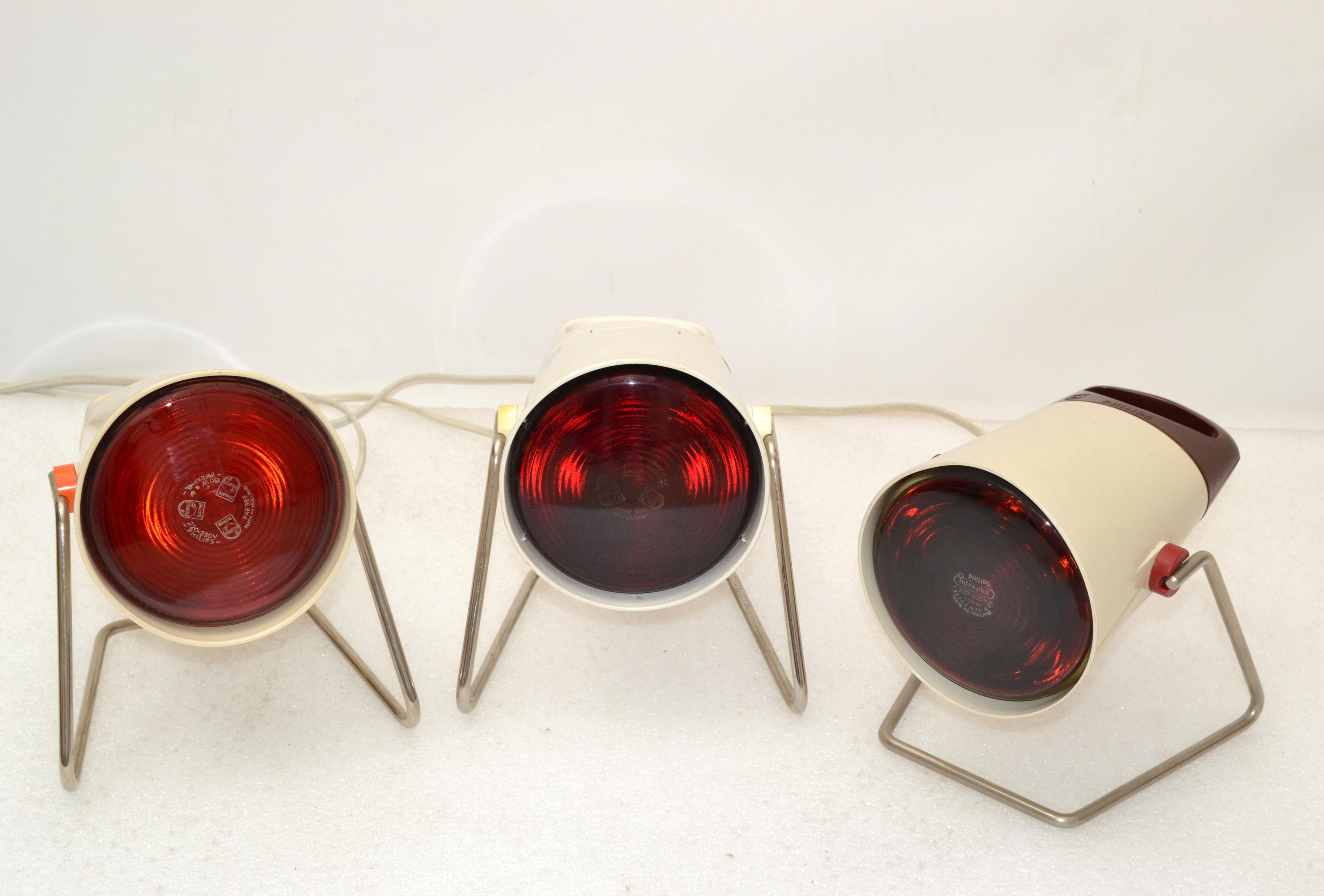 Mid-20th Century One of 3 Philips Vintage Infrared Heat Lamp Charlotte Perriand HP 3603 Infraphil For Sale