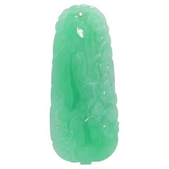 One of a Kind 108.83ct Type A Jadeite Pendant - Carved Melon & Bat