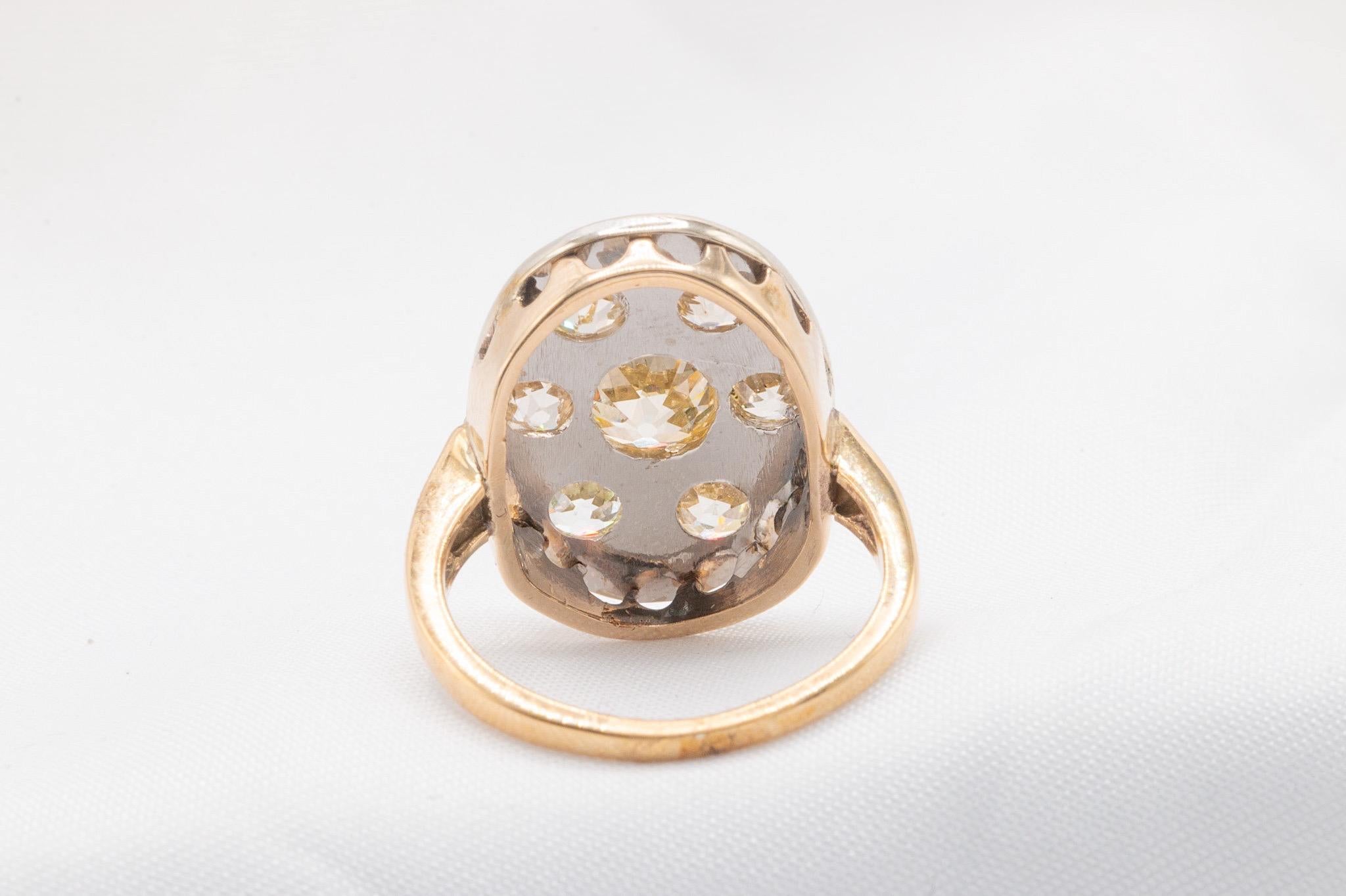 One of a Kind 10k White & Yellow Gold Antique Old Mine Cut 2 Carat Diamond Ring In Good Condition In Houston, TX