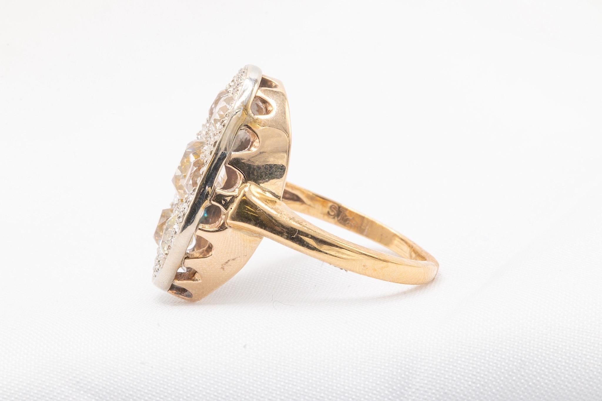Women's One of a Kind 10k White & Yellow Gold Antique Old Mine Cut 2 Carat Diamond Ring