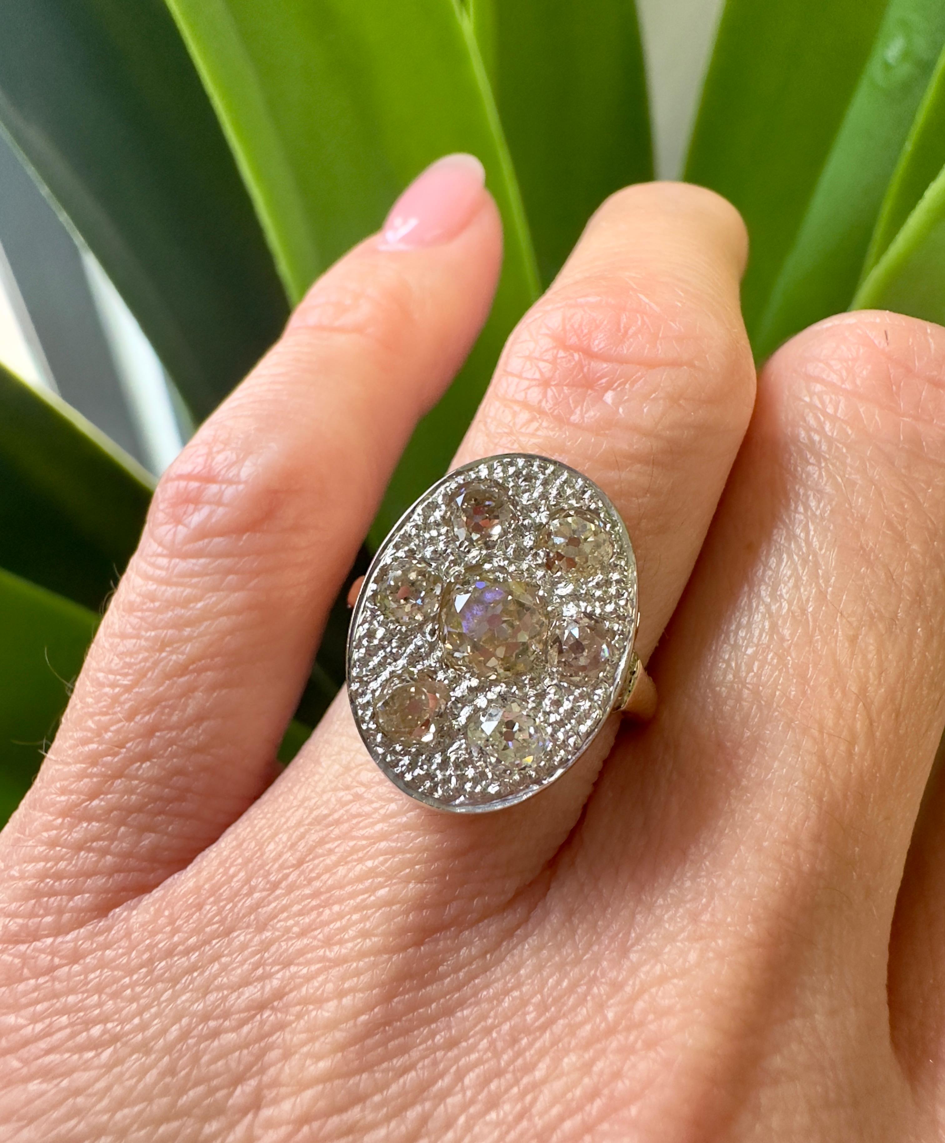 One of a Kind 10k White & Yellow Gold Antique Old Mine Cut 2 Carat Diamond Ring 1