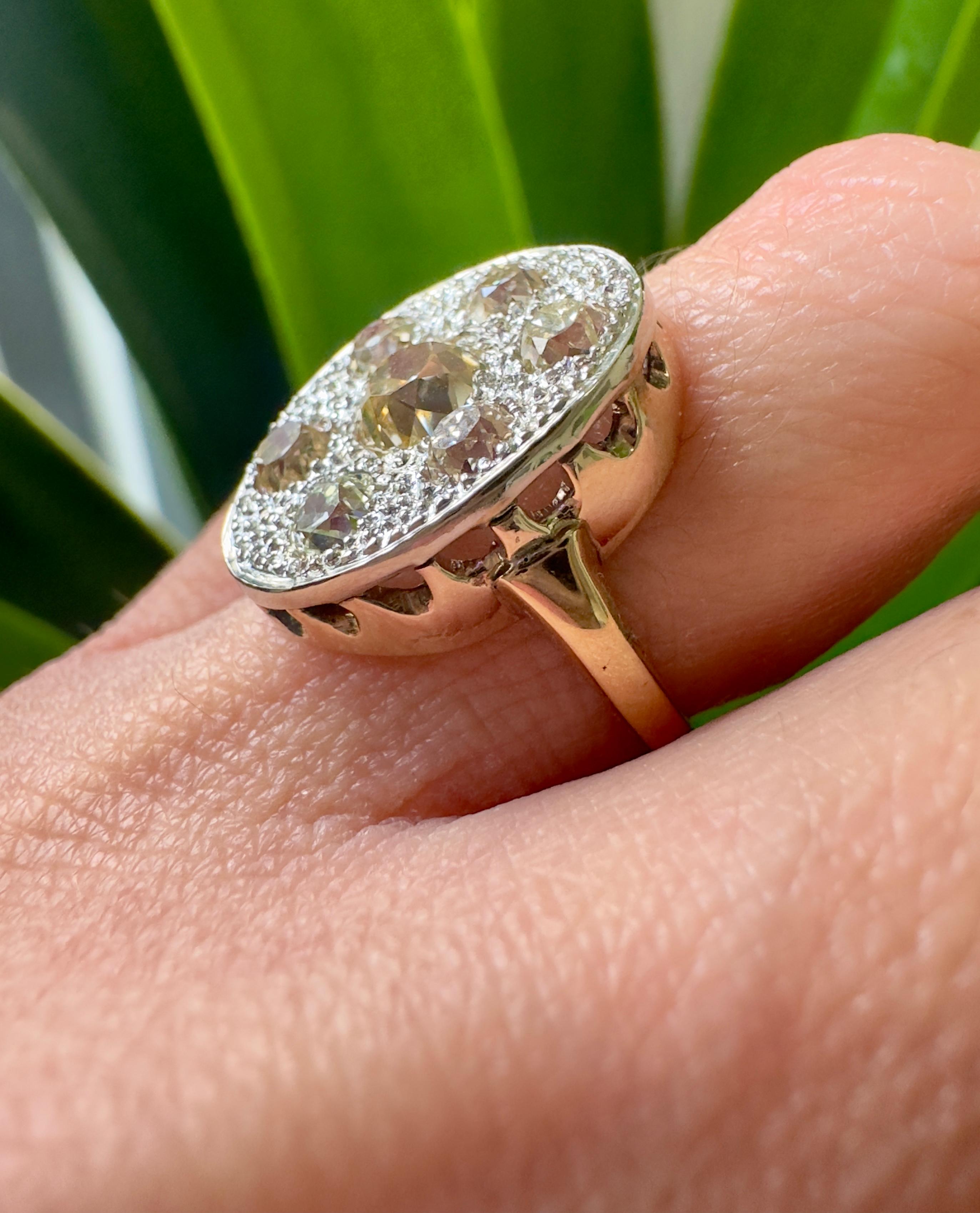 One of a Kind 10k White & Yellow Gold Antique Old Mine Cut 2 Carat Diamond Ring 2