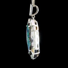 One-of-a-Kind 11.7 CTW Australian Boulder Opal Diamond Platinum Pendant Necklace