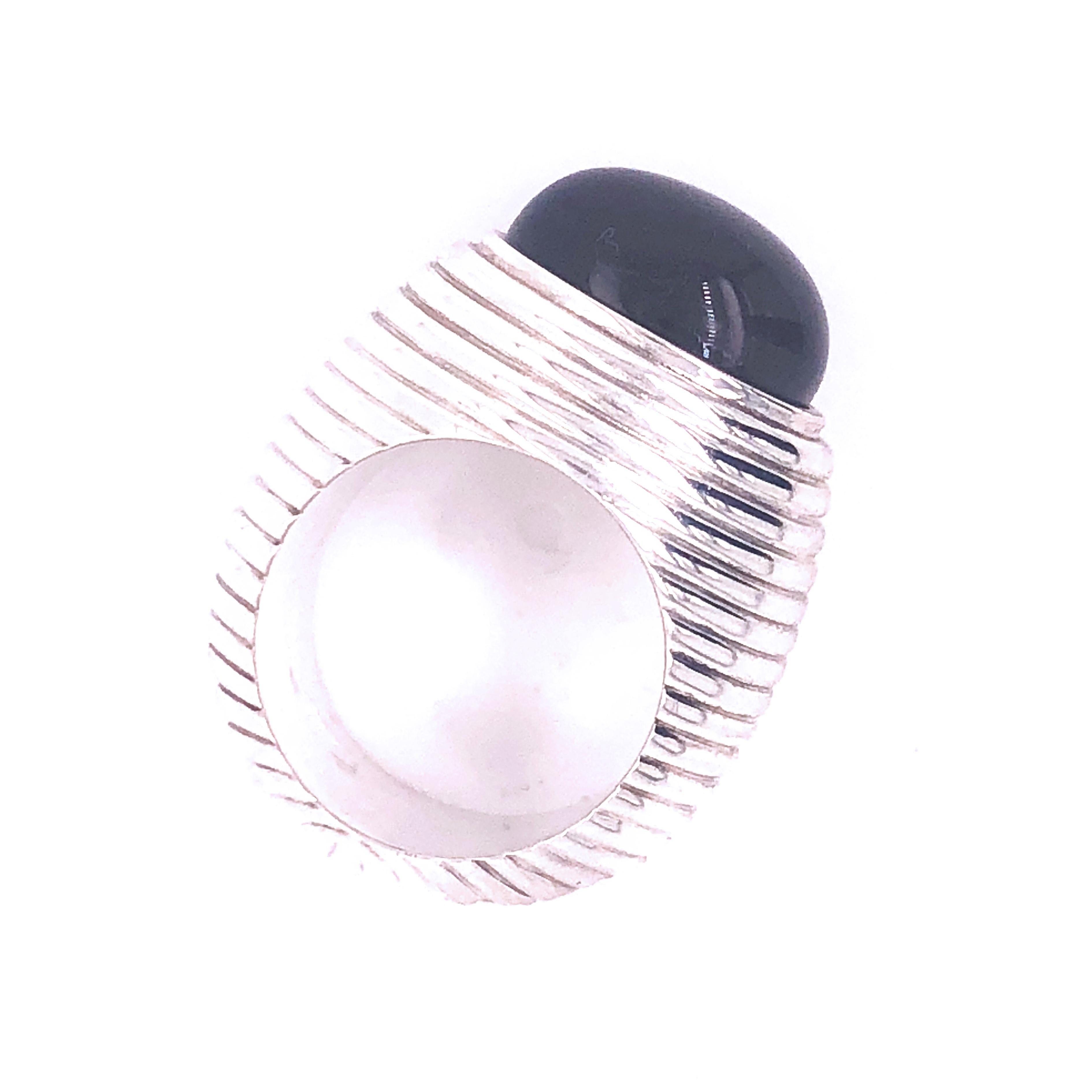 Contemporary Berca One of a Kind 12 Carat Natural Moonstone Cabochon Sterling Silver Ring For Sale