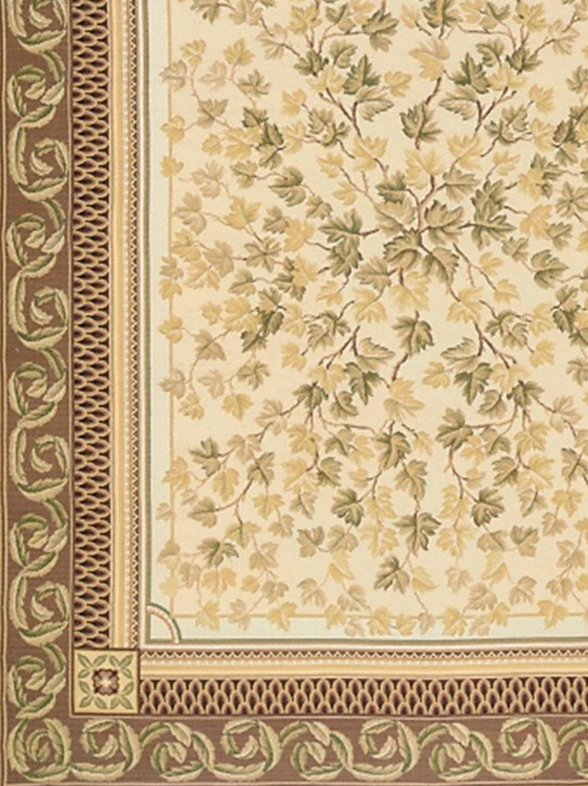 Based on an original Asmara painting by Elizabeth Moisan inspired by an Italian painted ceiling and ceiling decorations in Mark Twain's Connecticut house. Autumn branches, laden with gold and sage leaves, stretch across a cream ground surrounded by