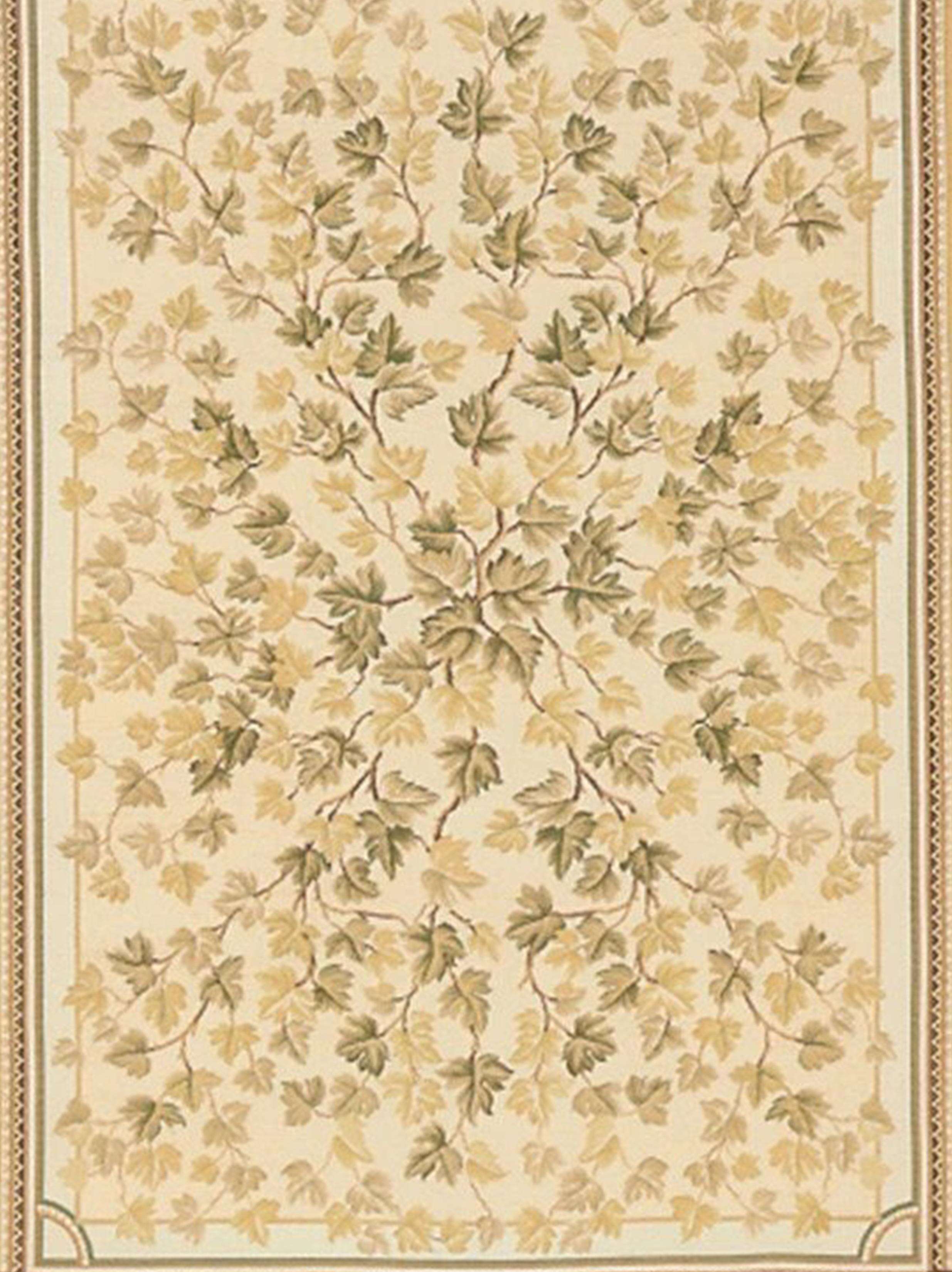 Based on an original Asmara painting by Elizabeth Moisan inspired by an Italian painted ceiling and ceiling decorations in Mark Twain's Connecticut house. Autumn branches, laden with gold and sage leaves, stretch across a cream ground surrounded by