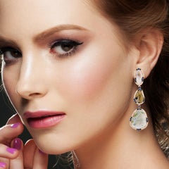 One of a kind 17.32 Carat Geode 18 Karat Gold Diamond Earrings