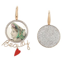 Francesca Villa's 18k Rose Gold Diamond Enamel Beauty in the Mirror Earrings