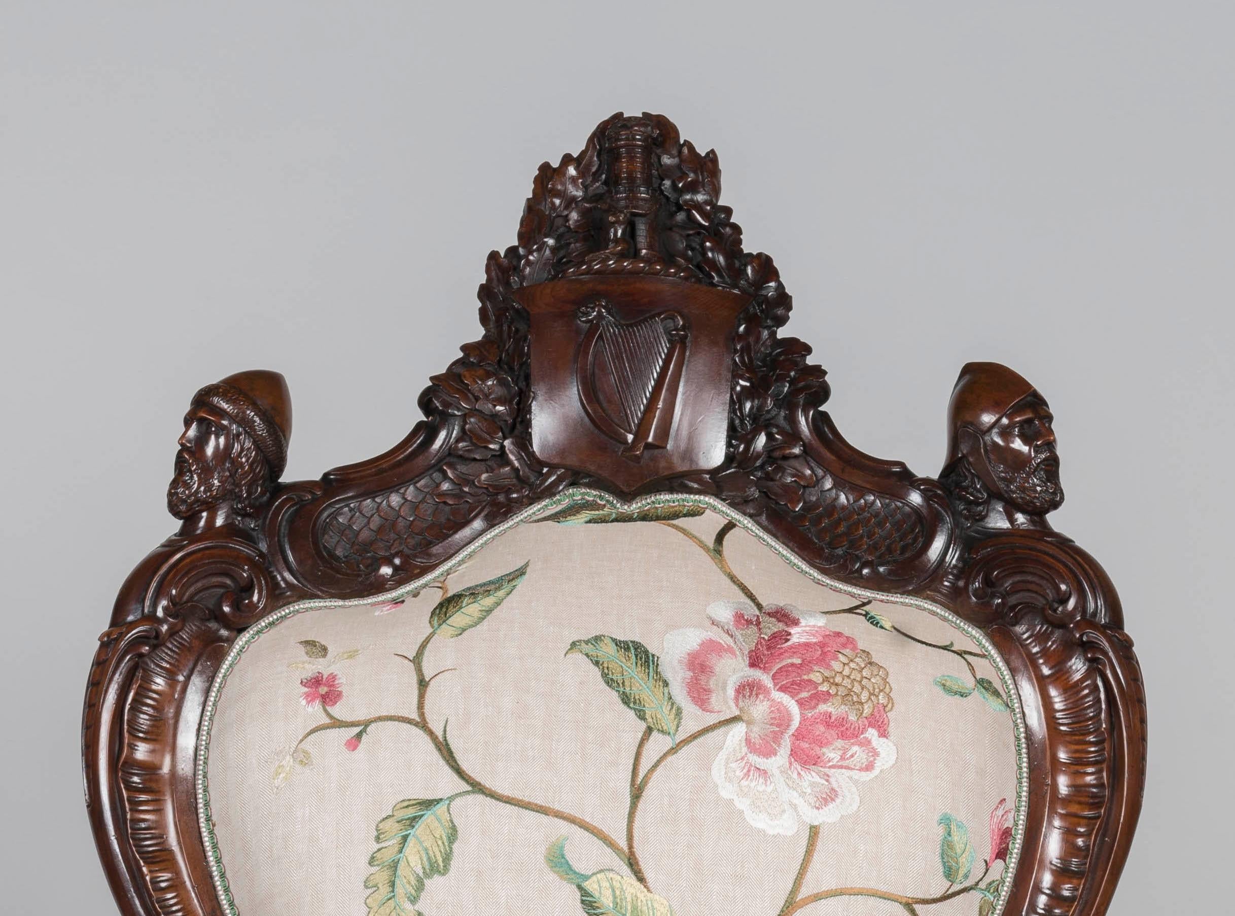 One-of-a-kind 1851 Great Exhibition Carved Armchair by Arthur Jones of Dublin For Sale 5