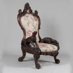 One-of-a-kind 1851 Great Exhibition Carved Armchair by Arthur Jones of Dublin