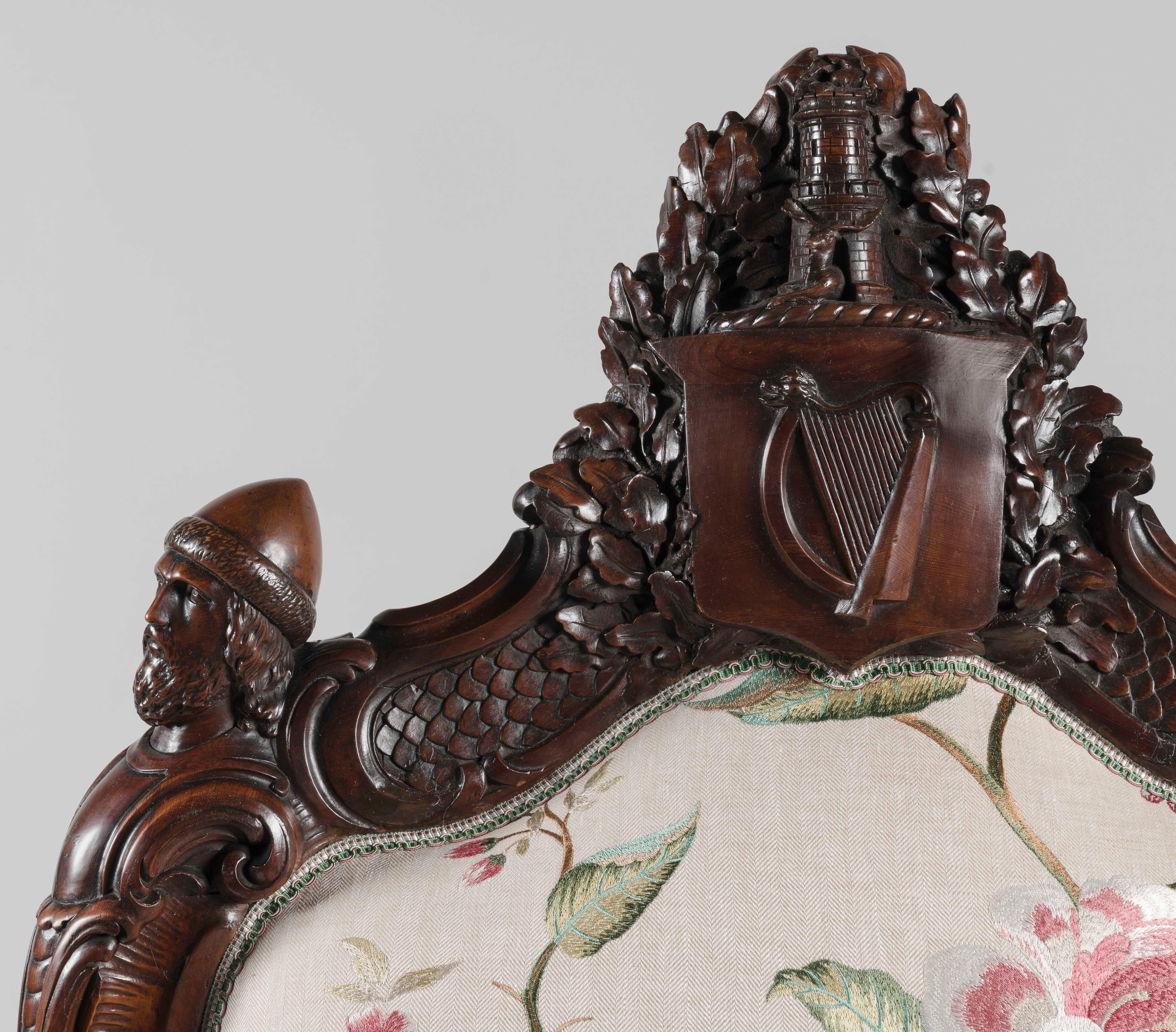 19th Century One-of-a-kind 1851 Great Exhibition Carved Armchair by Arthur Jones of Dublin For Sale