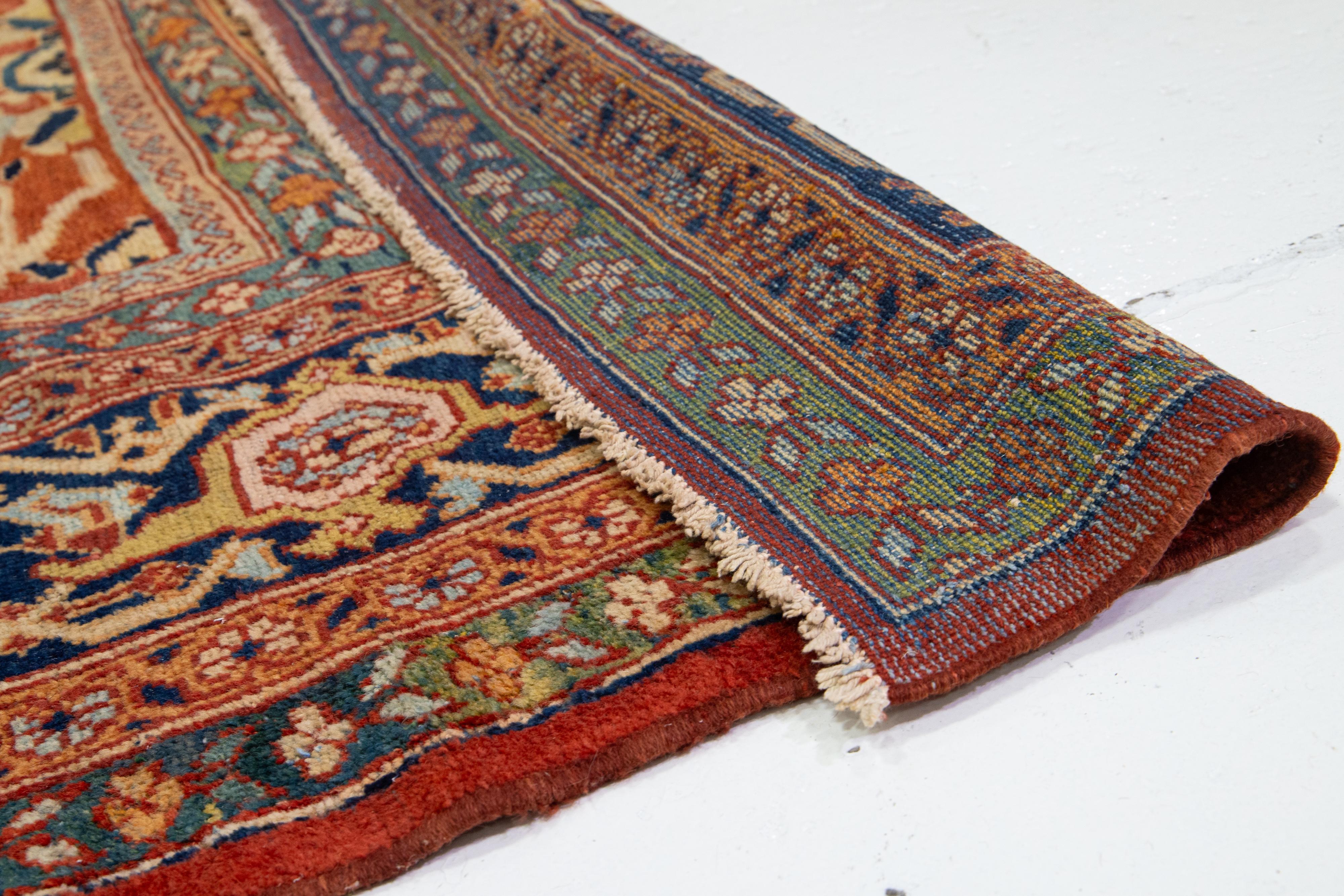 Ein von einer Art 1880's antiken persischen Sultanabad Allover Wolle Teppich in Rust Farbe (Persisch) im Angebot