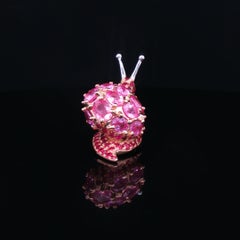 One-of-a-Kind 18K Rose Gold Snail Pendant with Pink Sapphires & Rubies