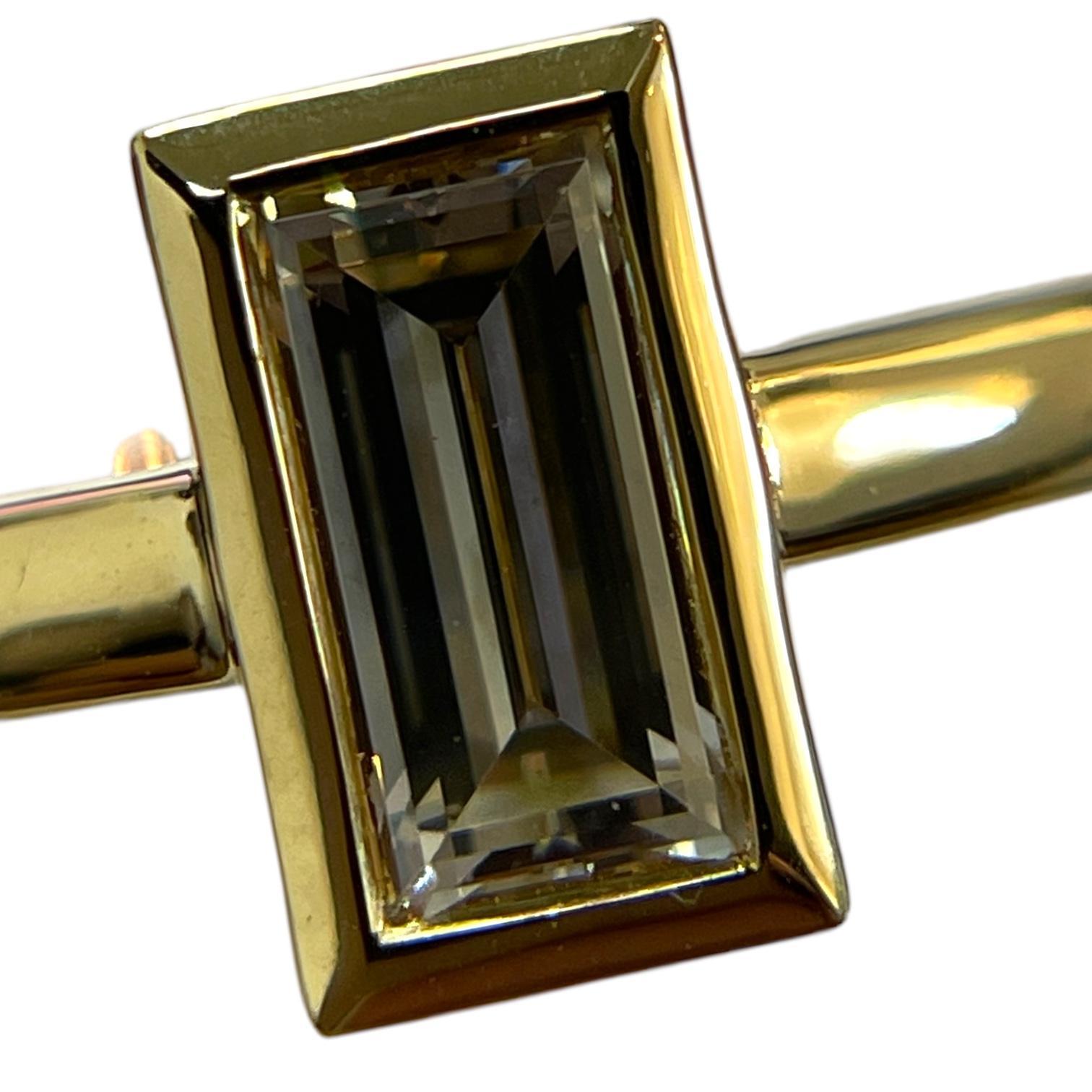 Modern One of a kind 18K Yellow Gold Bezel Baguette Natural Diamond Ring For Sale