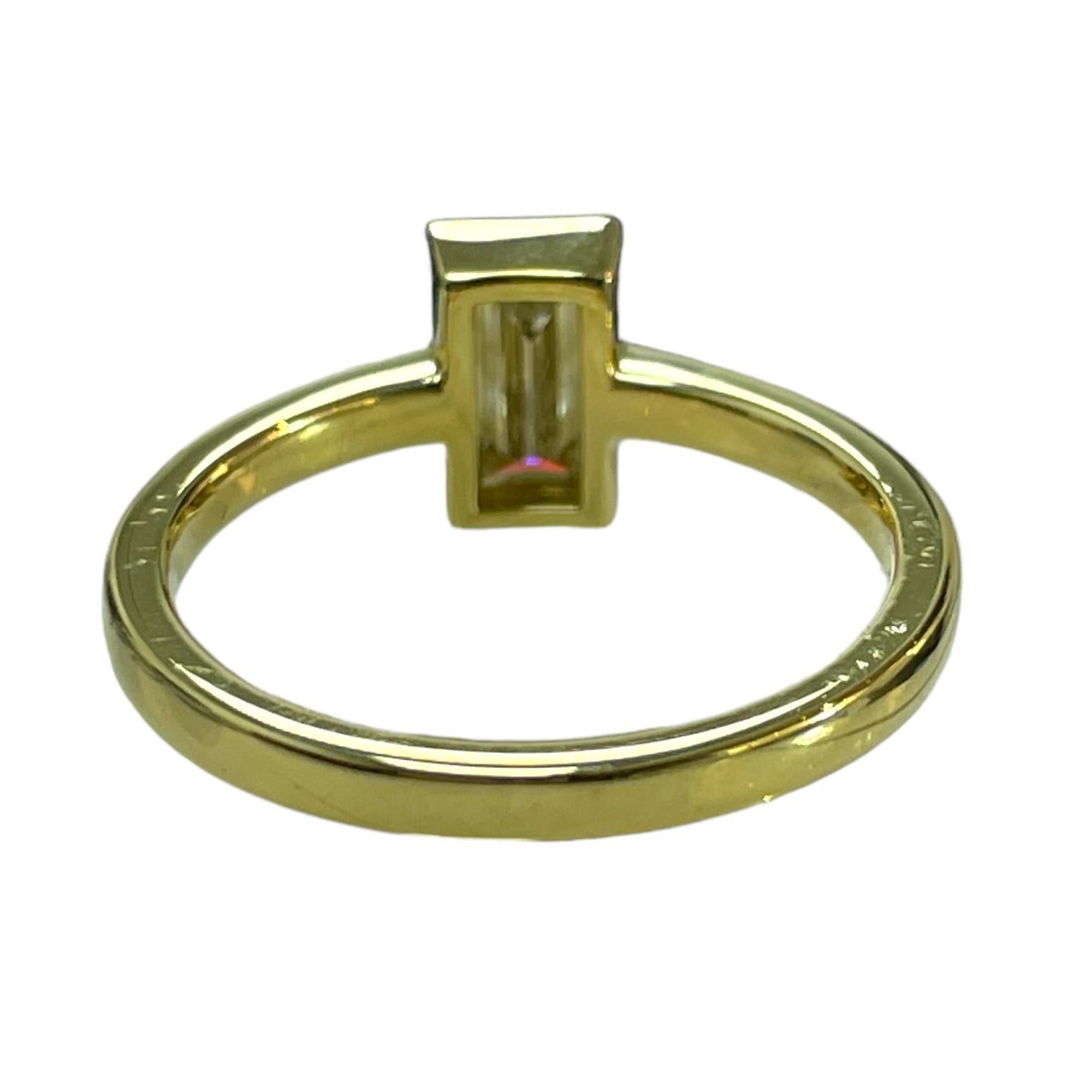 One of a kind 18K Yellow Gold Bezel Baguette Natural Diamond Ring In New Condition For Sale In New York, NY