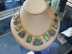 One-of-a-Kind 18K Yellow Gold, Opal & Diamond Necklace by Barbara Heinrich