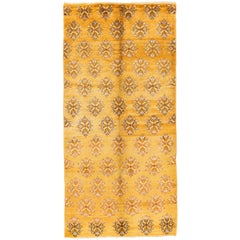 5x10 Ft One-of-a-Kind 1950s Handmade Turkish Wool Rug in Butterscotch Yellow