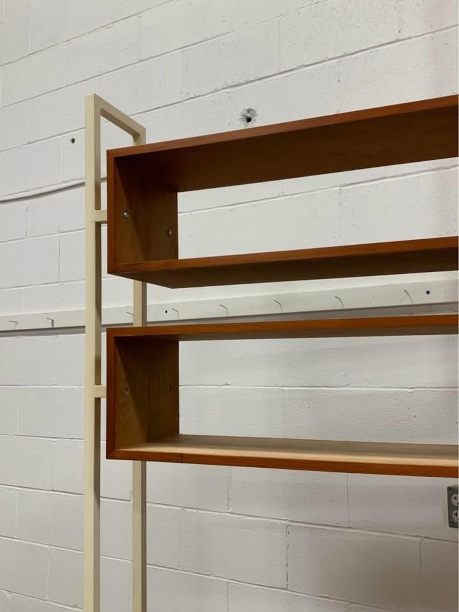One-of-a-Kind 1960s Vintage Freestanding Teak & Steel Wall Unit For Sale 2
