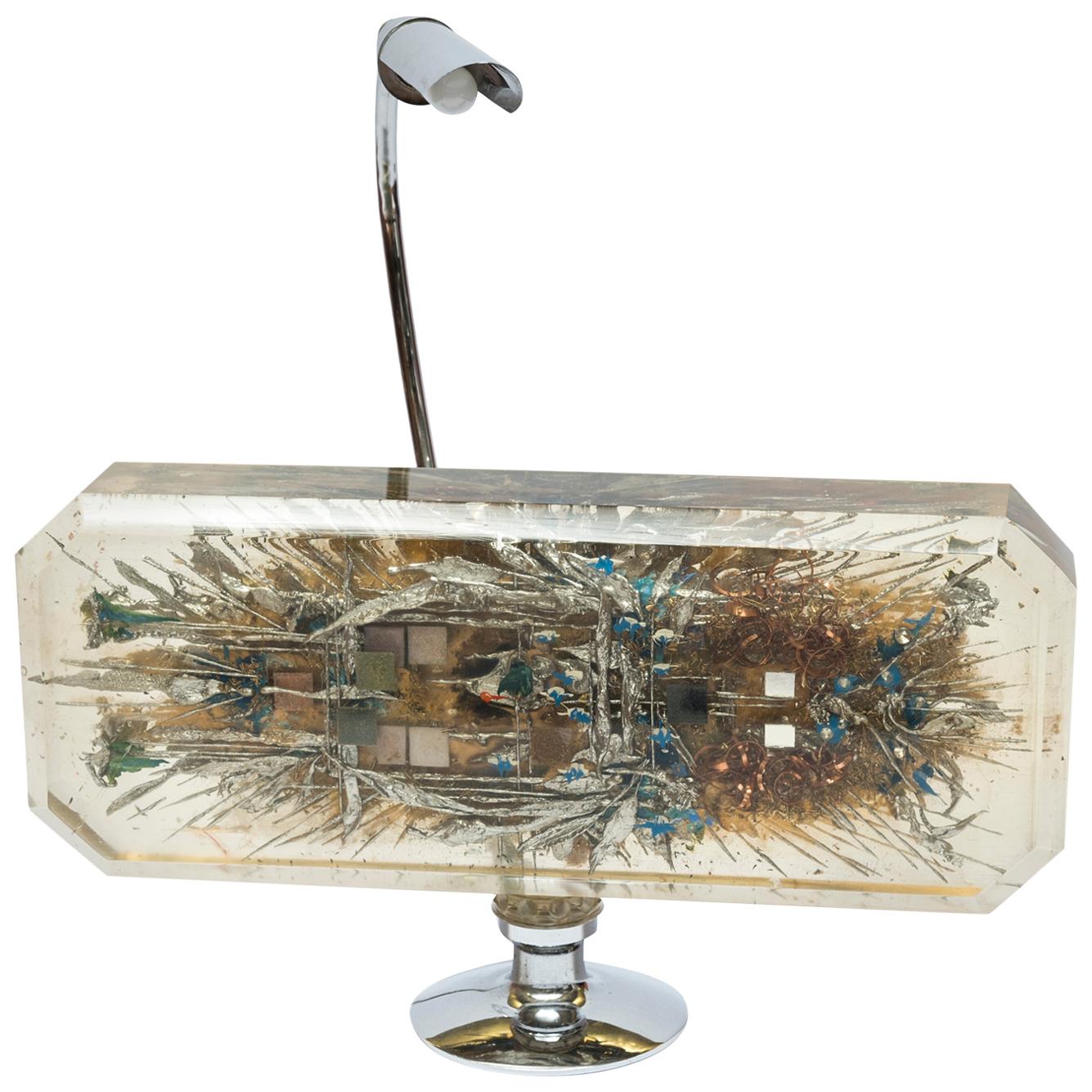 One of a Kind 1970s Resin Lamp by Romeo Paris For Sale