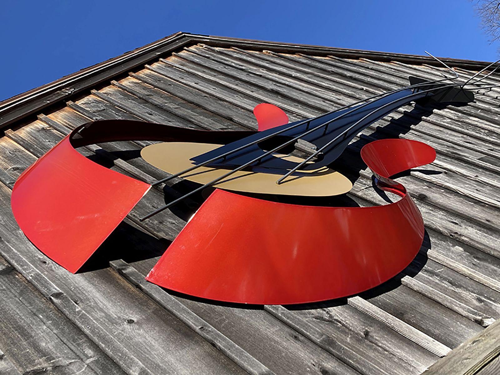 Américain Guitare rouge 1st Love - Exemplaire unique en son genre en acier revêtu de poudre en vente