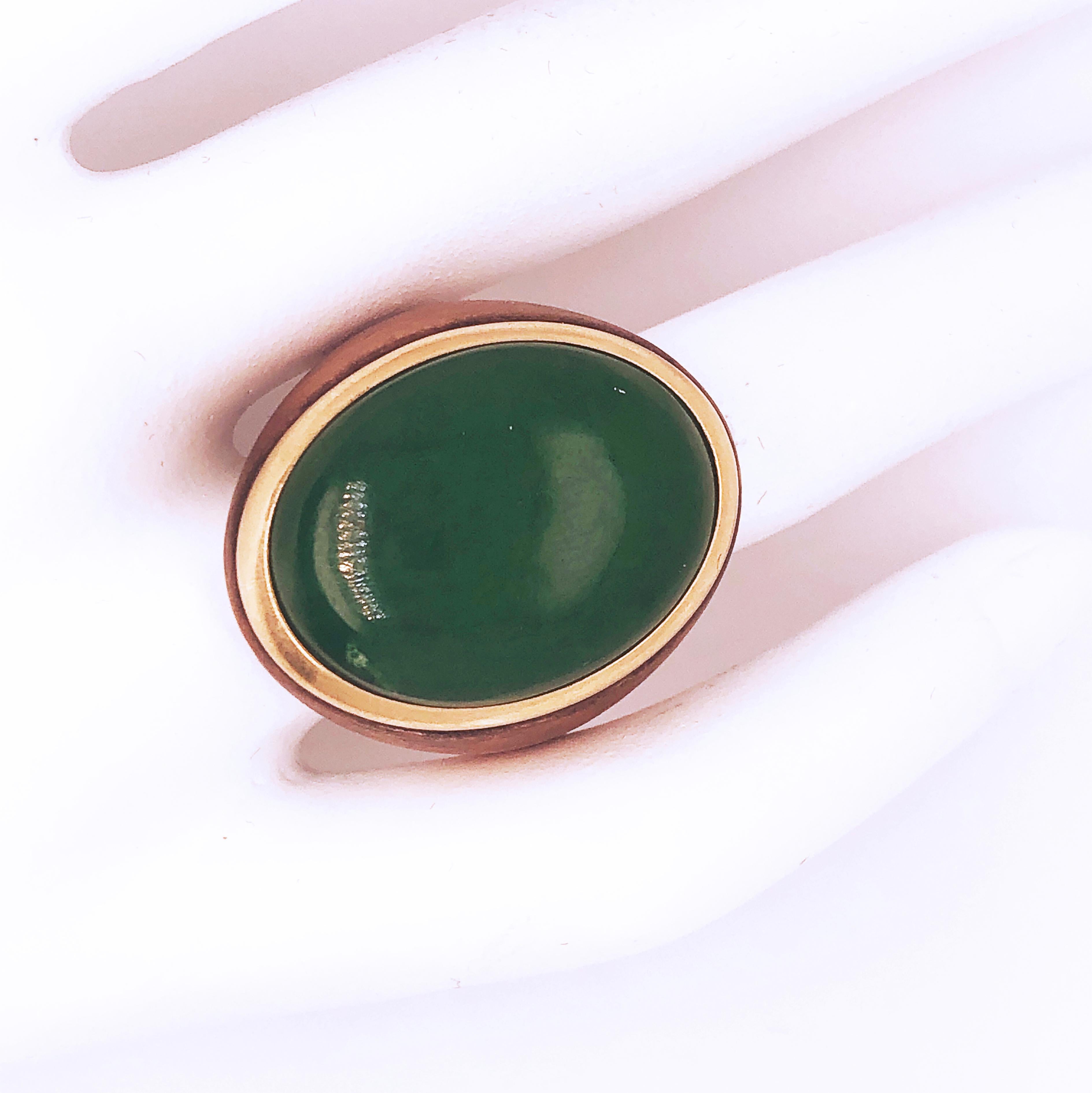 Berca One-of-a-Kind 22Kt Natural Green Jade Oxidized Brass Gold Cocktail Ring 10