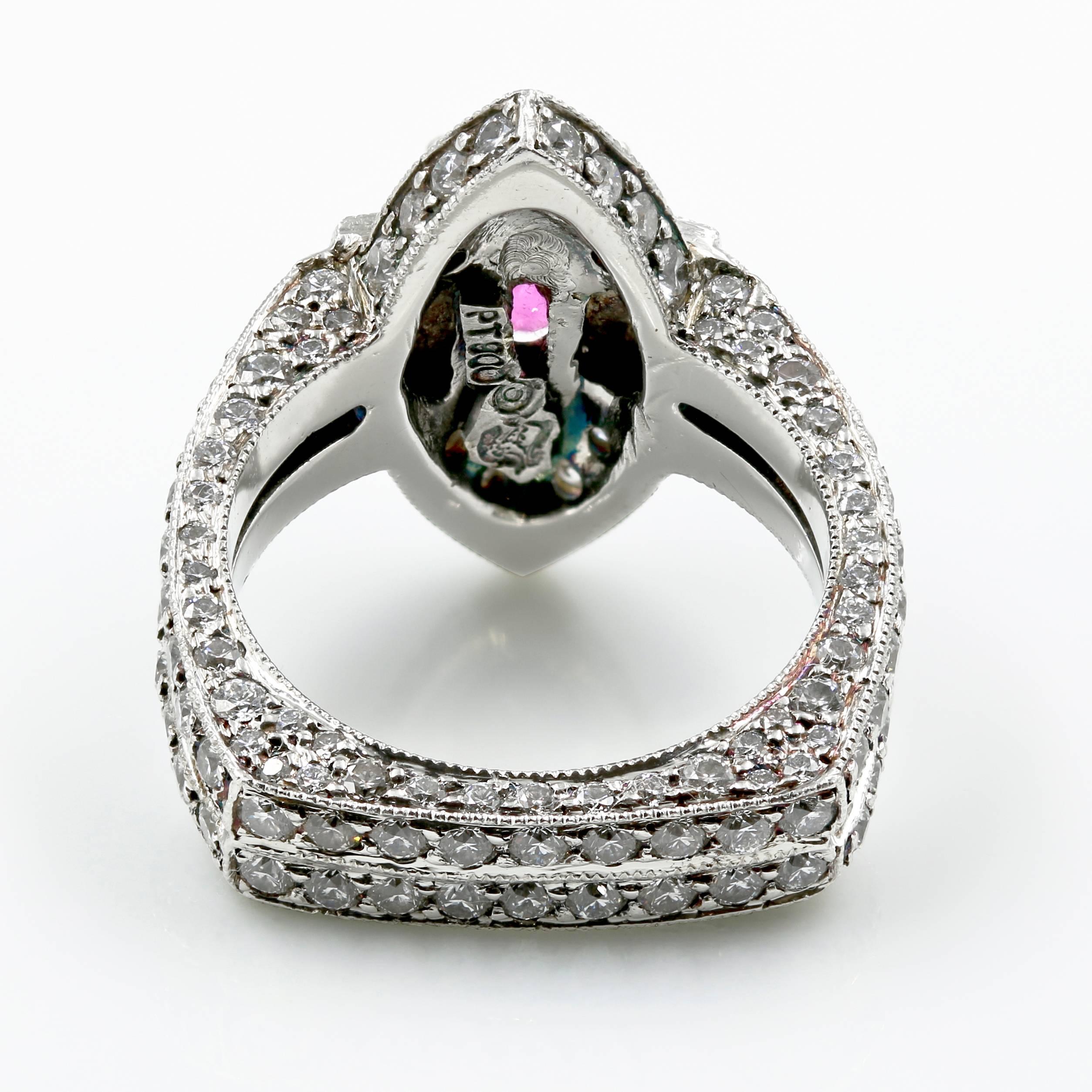 Oval Cut One-of-a-Kind 2.65 Carat Natural Pink Spinel and Diamond Ring