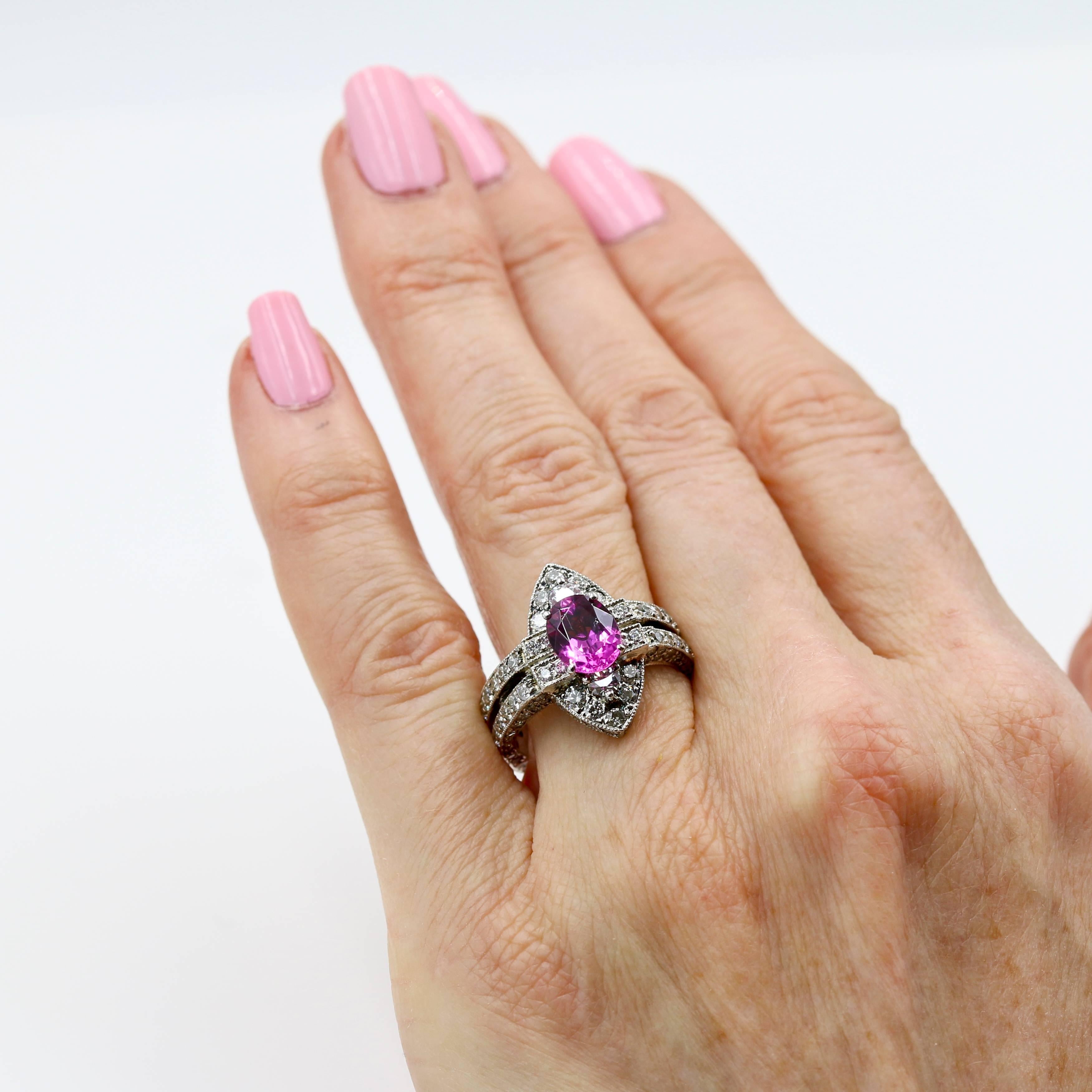 One-of-a-Kind 2.65 Carat Natural Pink Spinel and Diamond Ring In New Condition In Chicago, IL