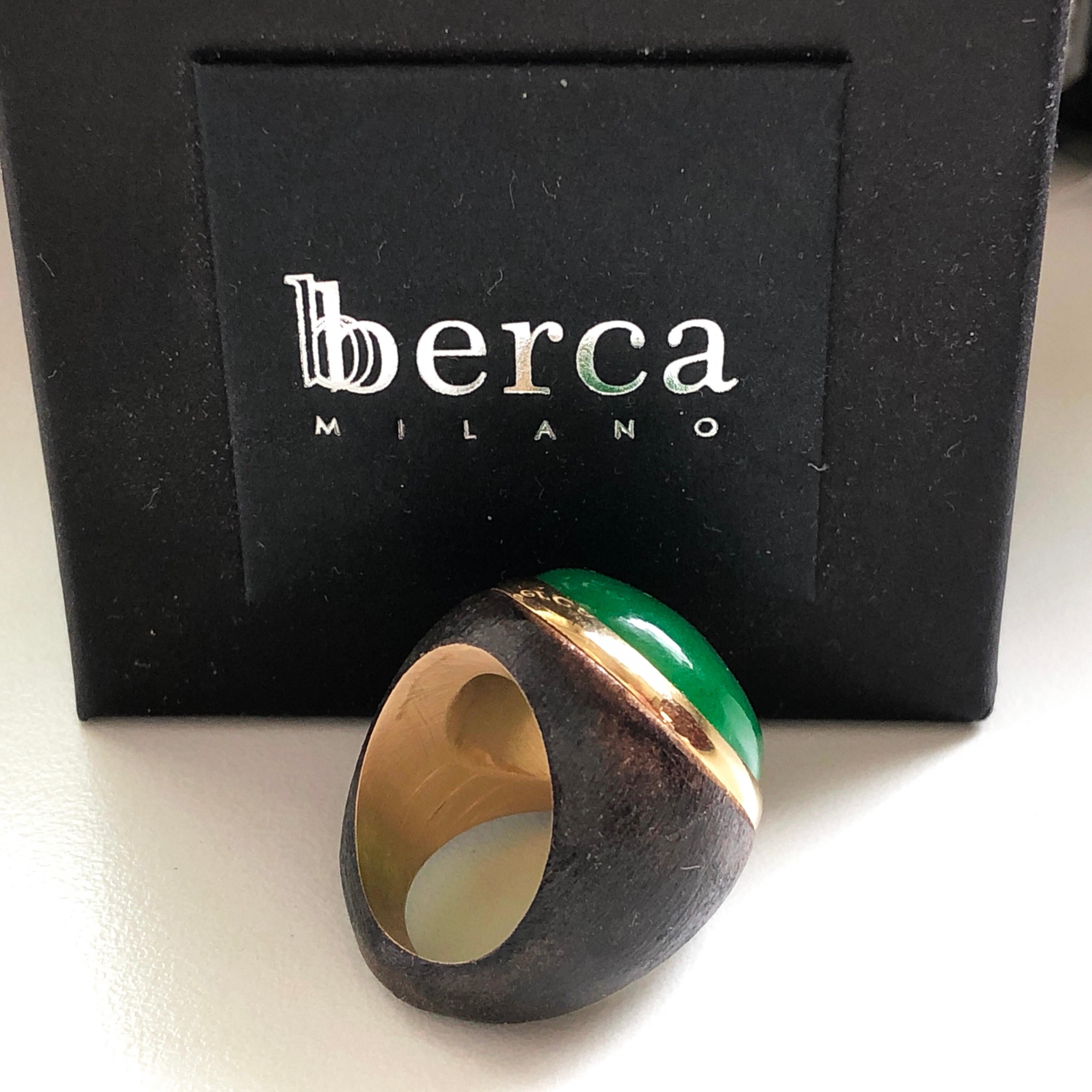 One-of-a-Kind 27 Carat Natural Green Jade Oxidized Brass Gold Cocktail Ring 5