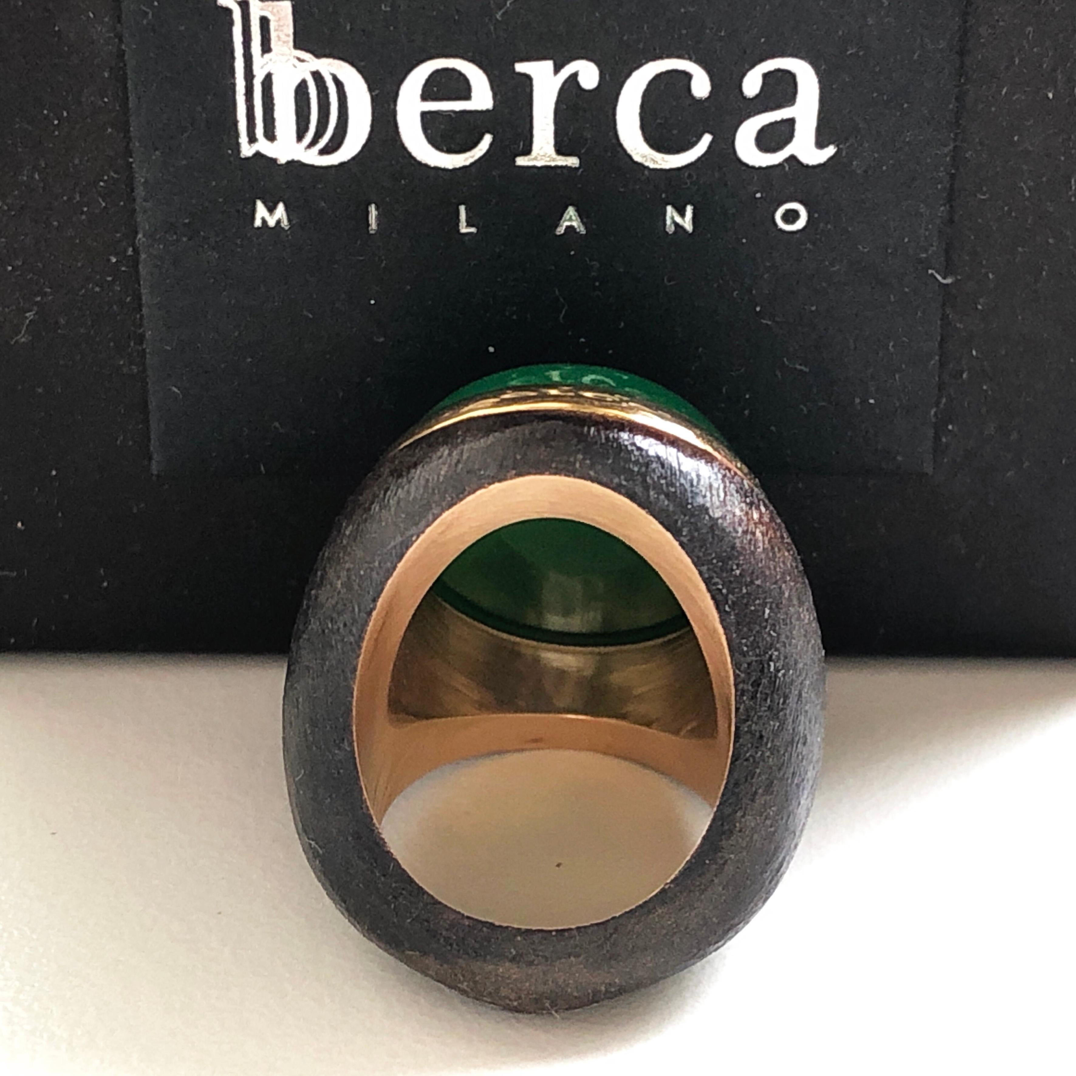 One-of-a-Kind 27 Carat Natural Green Jade Oxidized Brass Gold Cocktail Ring 4