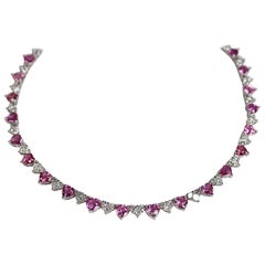 One of a Kind 29.27 Carat Pink Sapphire and Diamonds Necklace