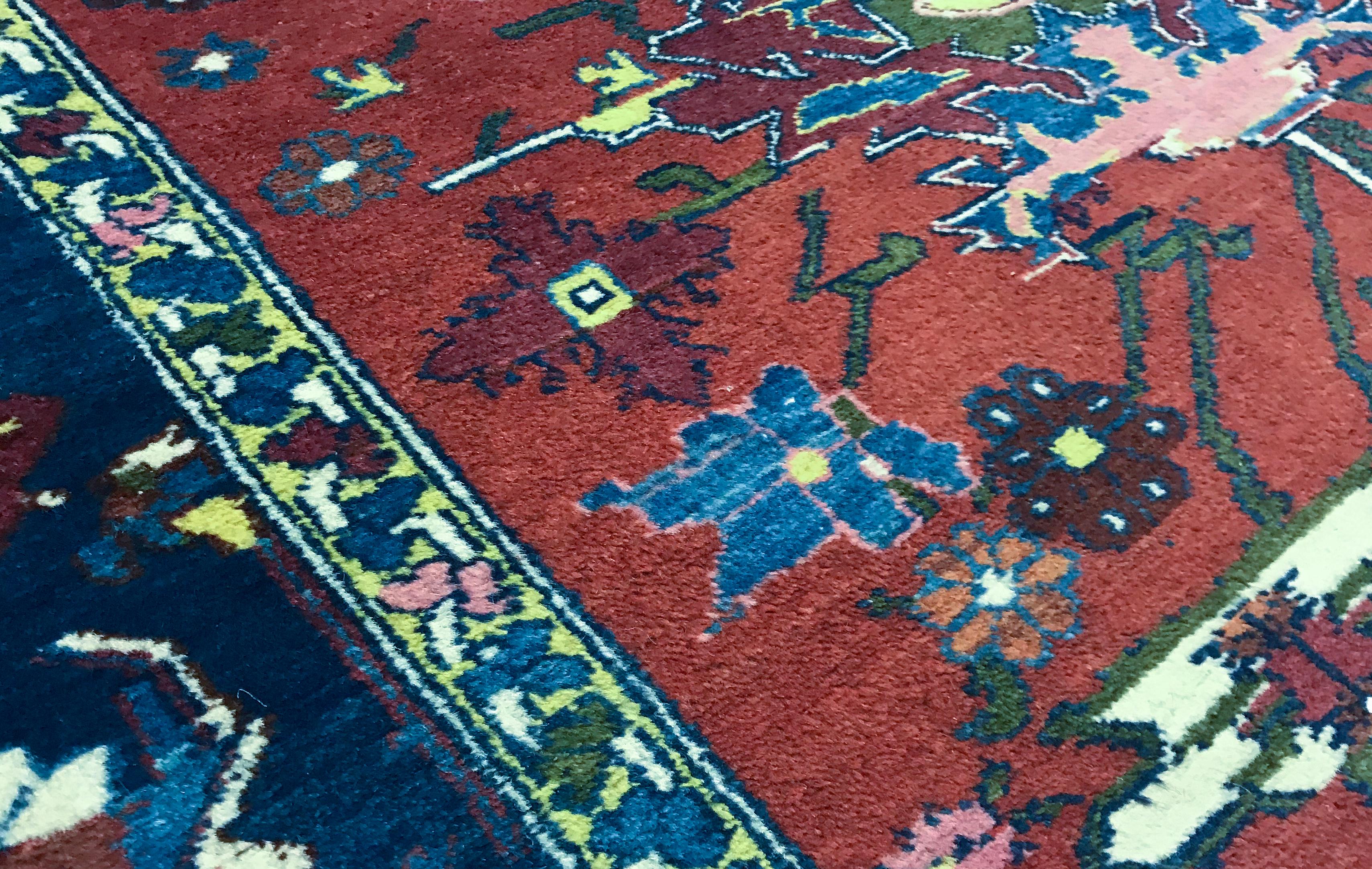 Contemporary One of a Kind Traditional Handwoven  Wool Area Rug 4’11