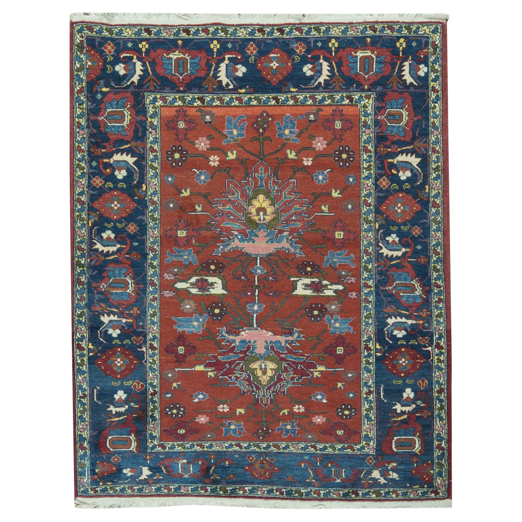 One of a Kind Traditional Handwoven  Wool Area Rug 4’11" x 6’. For Sale