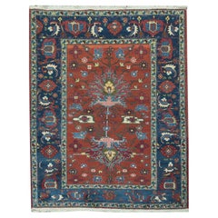 One of a Kind Traditional Handwoven  Wool Area Rug 4’11" x 6’.